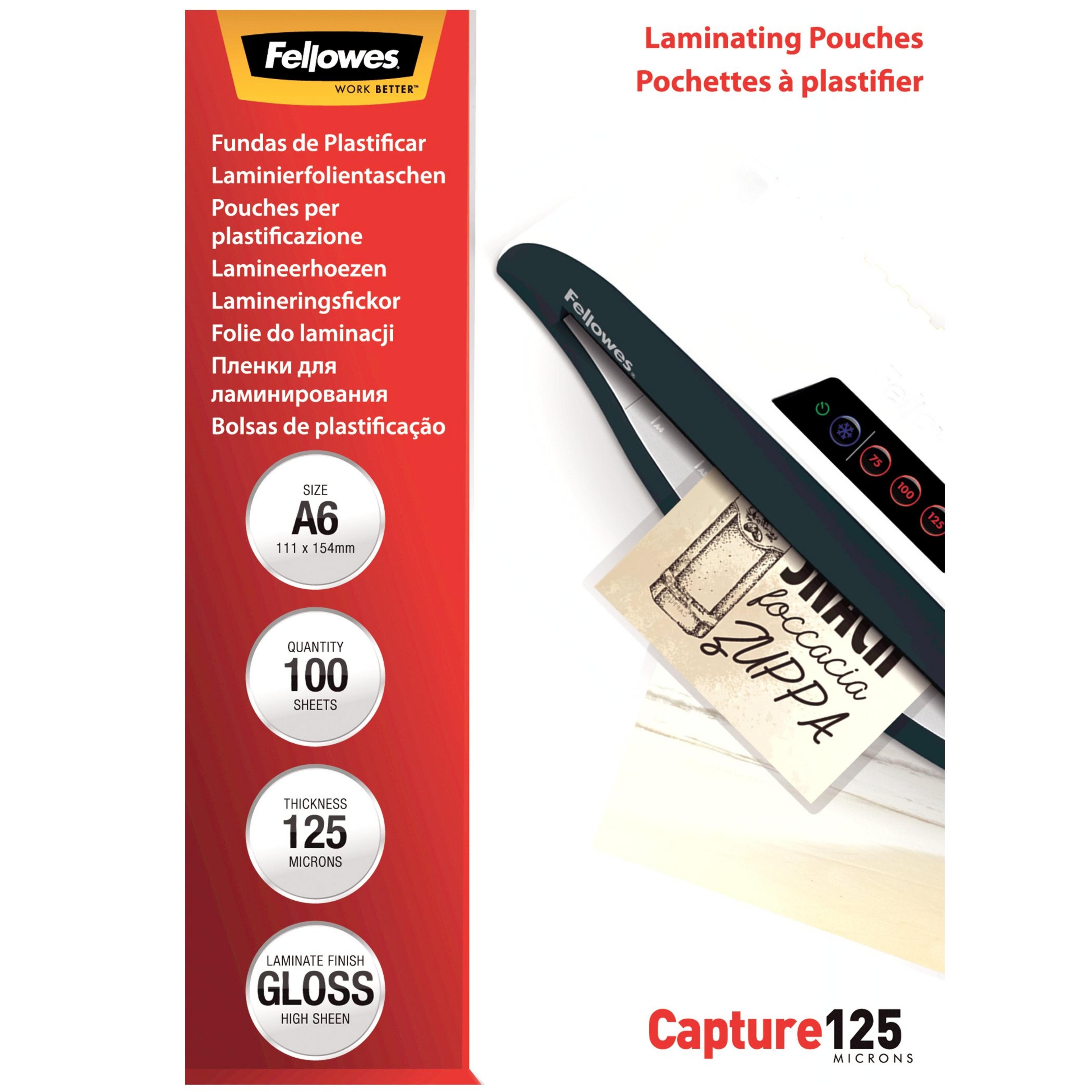 Fellowes A6 125µ Laminating Pouches x100
