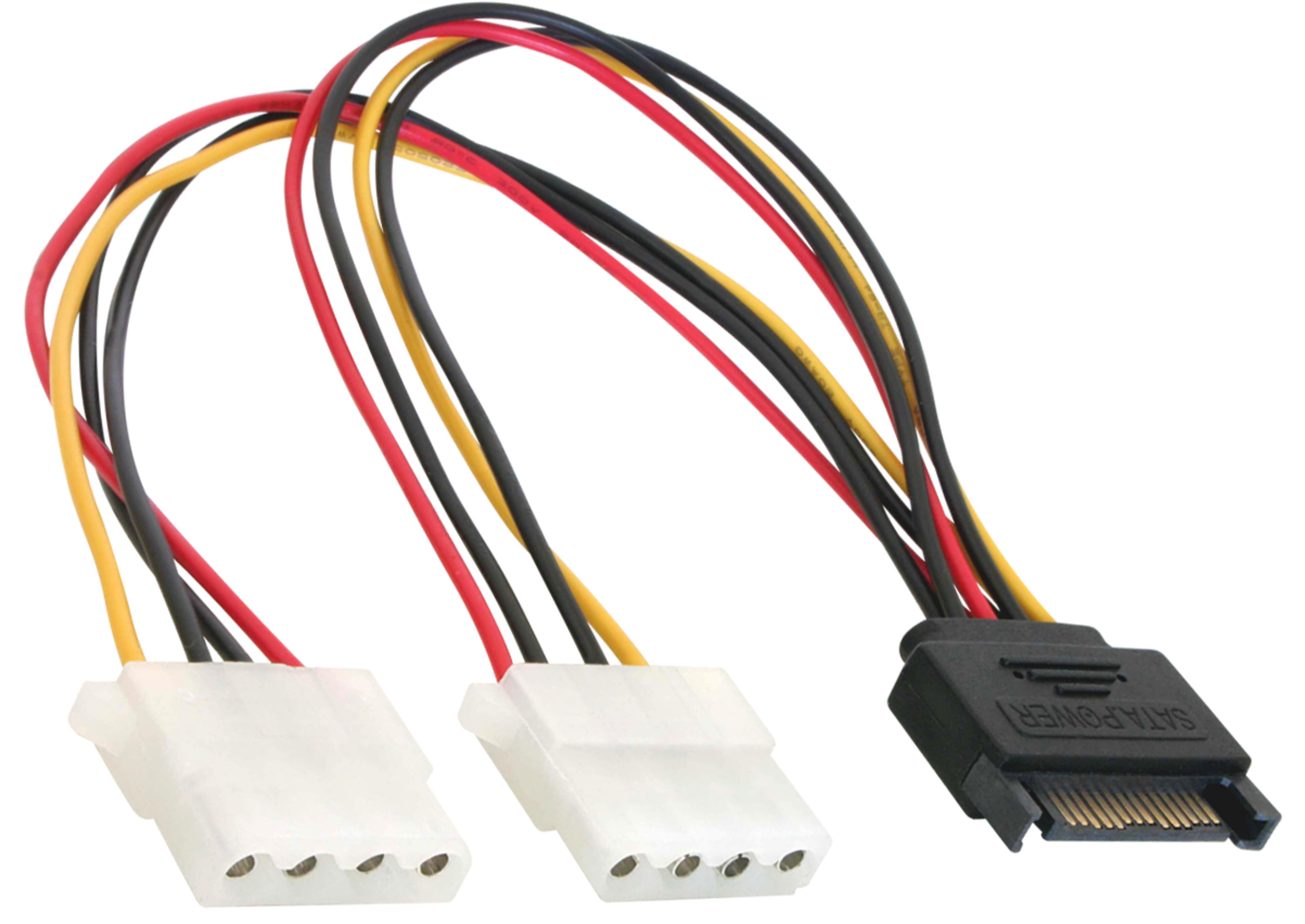 Power Adapter SATA/m - 2x 4-pin/f 0.20m