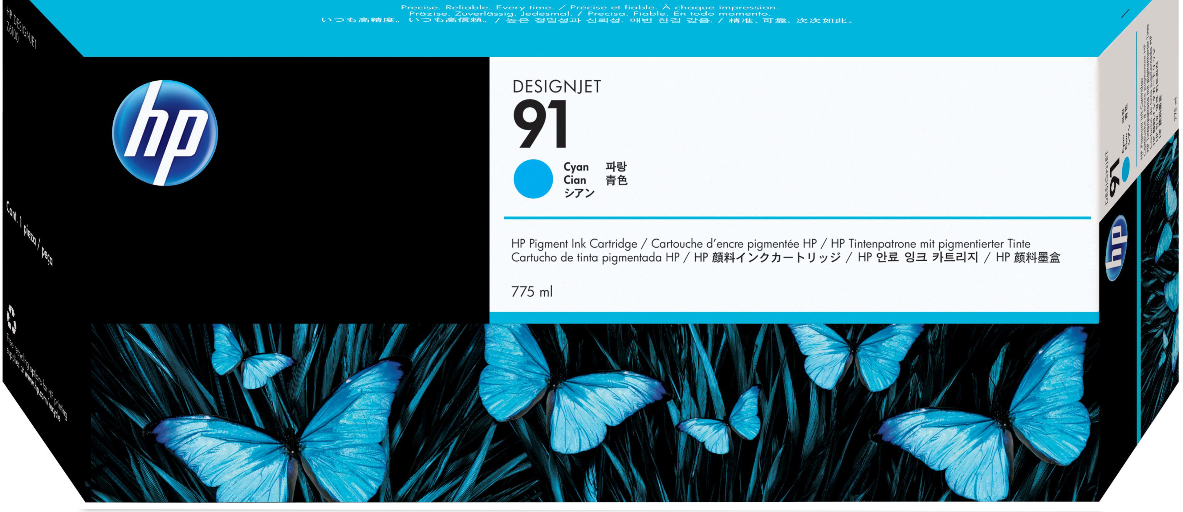 HP 91 Ink 775ml Cyan