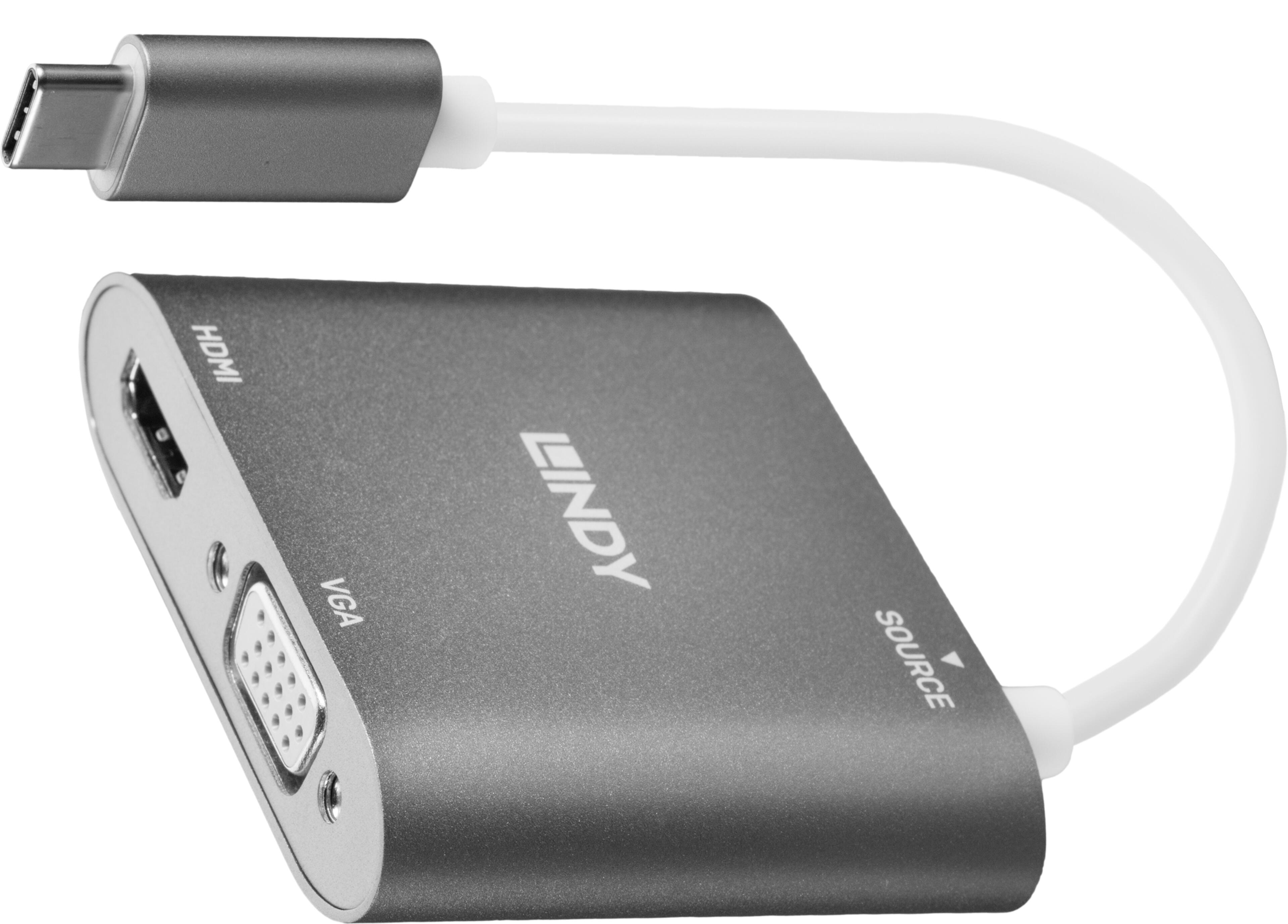 Adapter USB Type-C/m - HDMI+VGA
