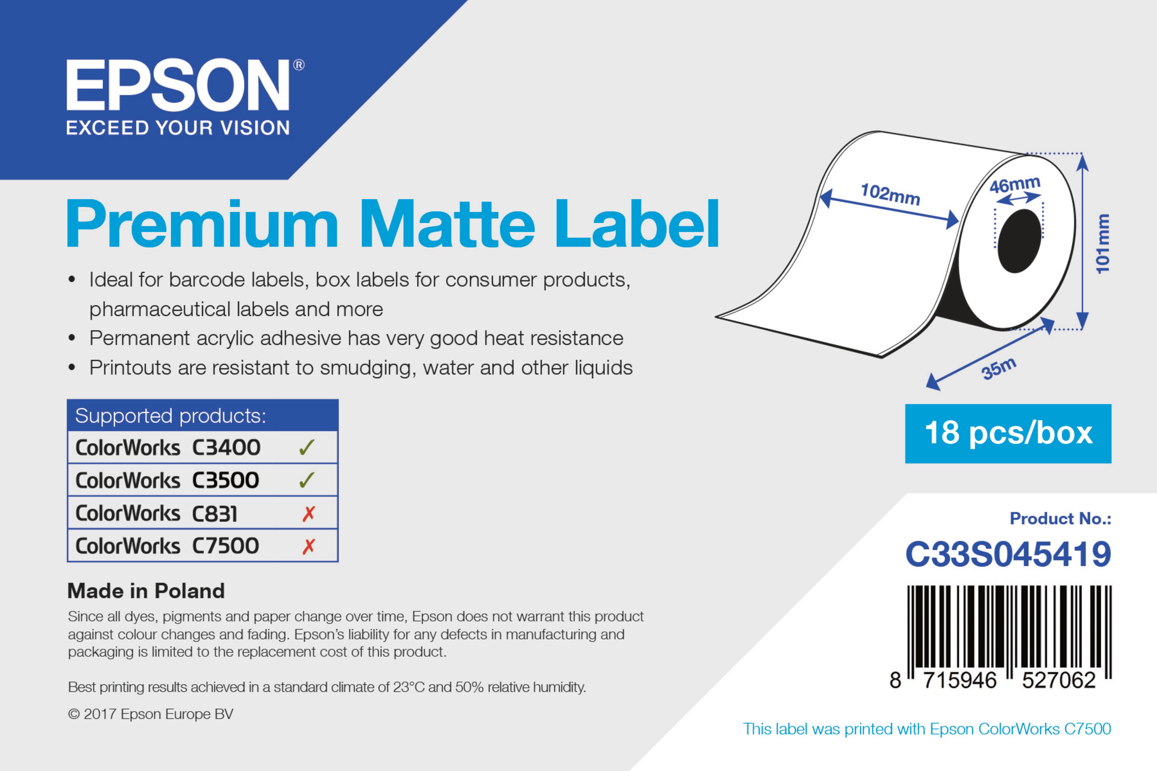 Epson Premium 102mmx35m Endlos-Etiketten