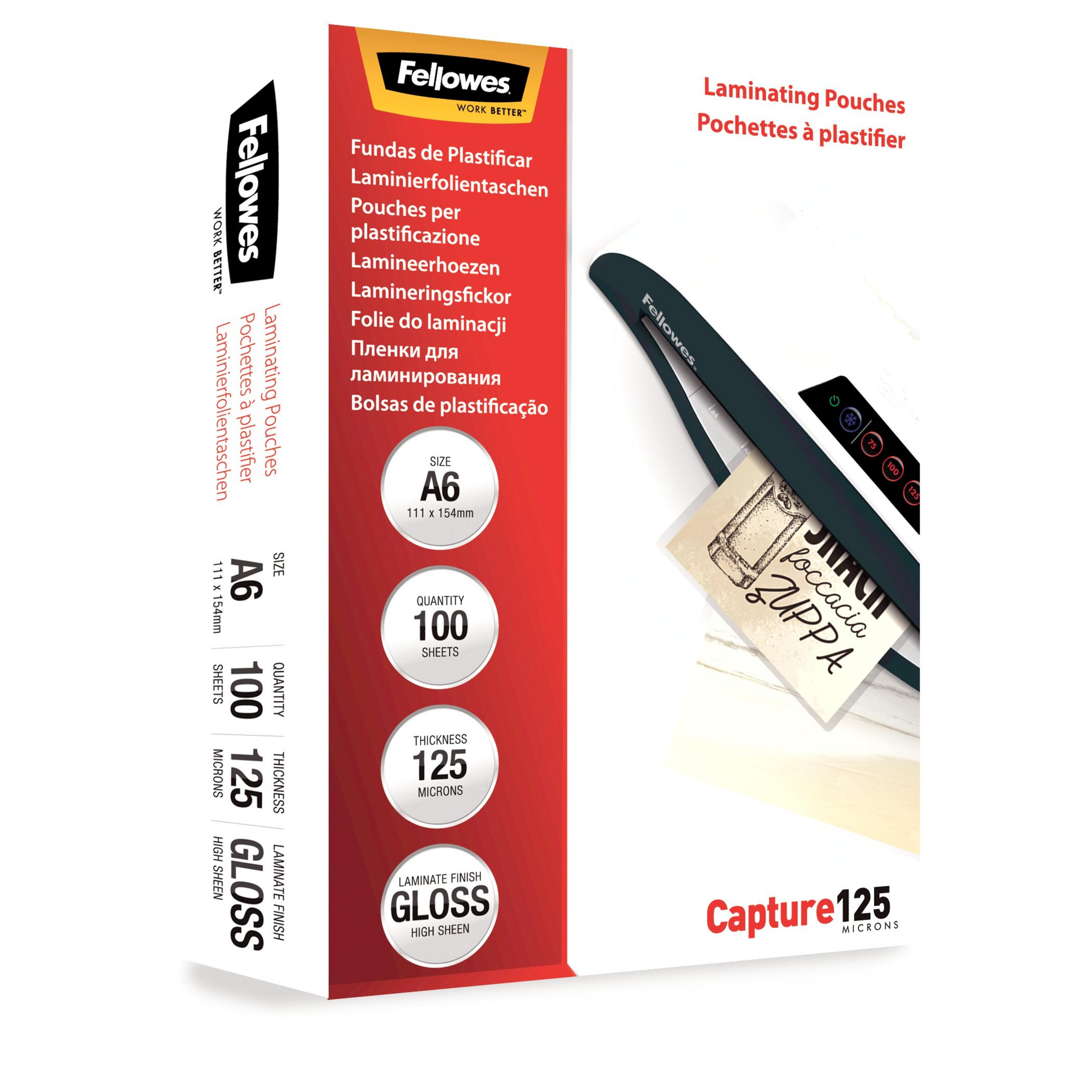 Fellowes A6 125µ Laminating Pouches x100