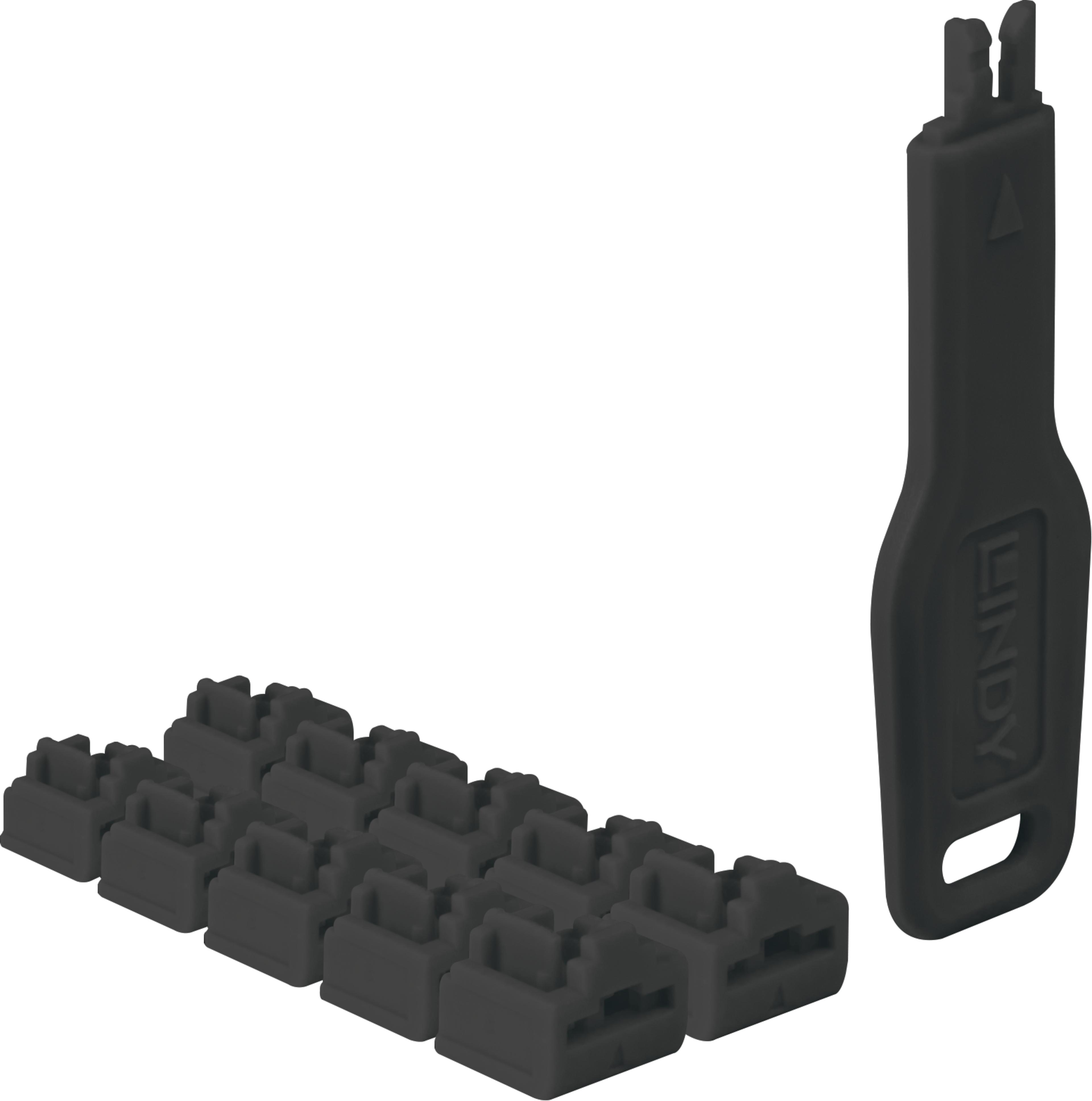 Blocca porte RJ45 10 pz. nero + 1 chiave