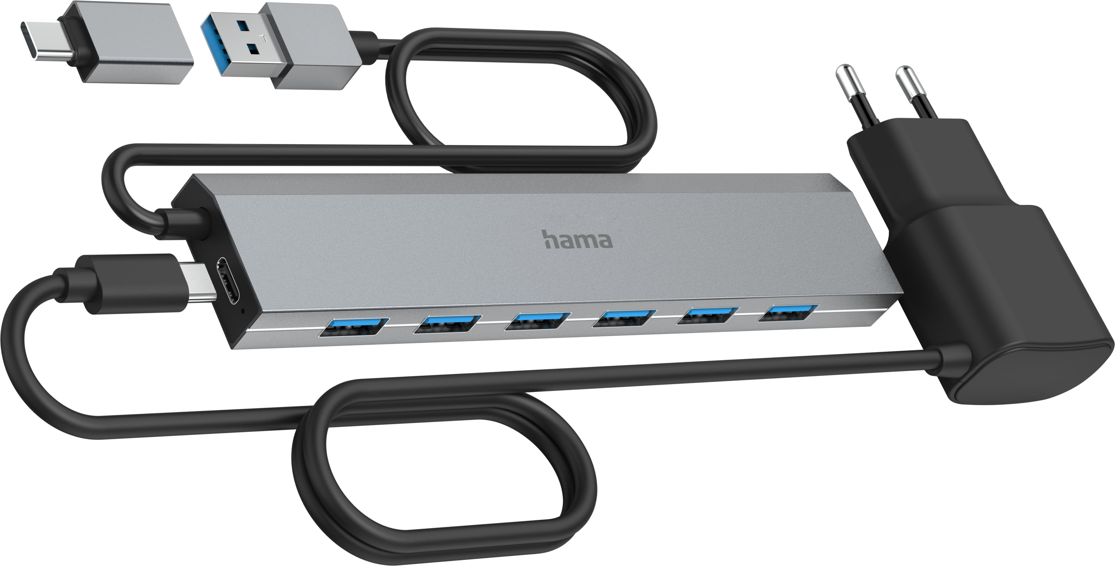 Hama USB Hub 3.0 7-port Grey
