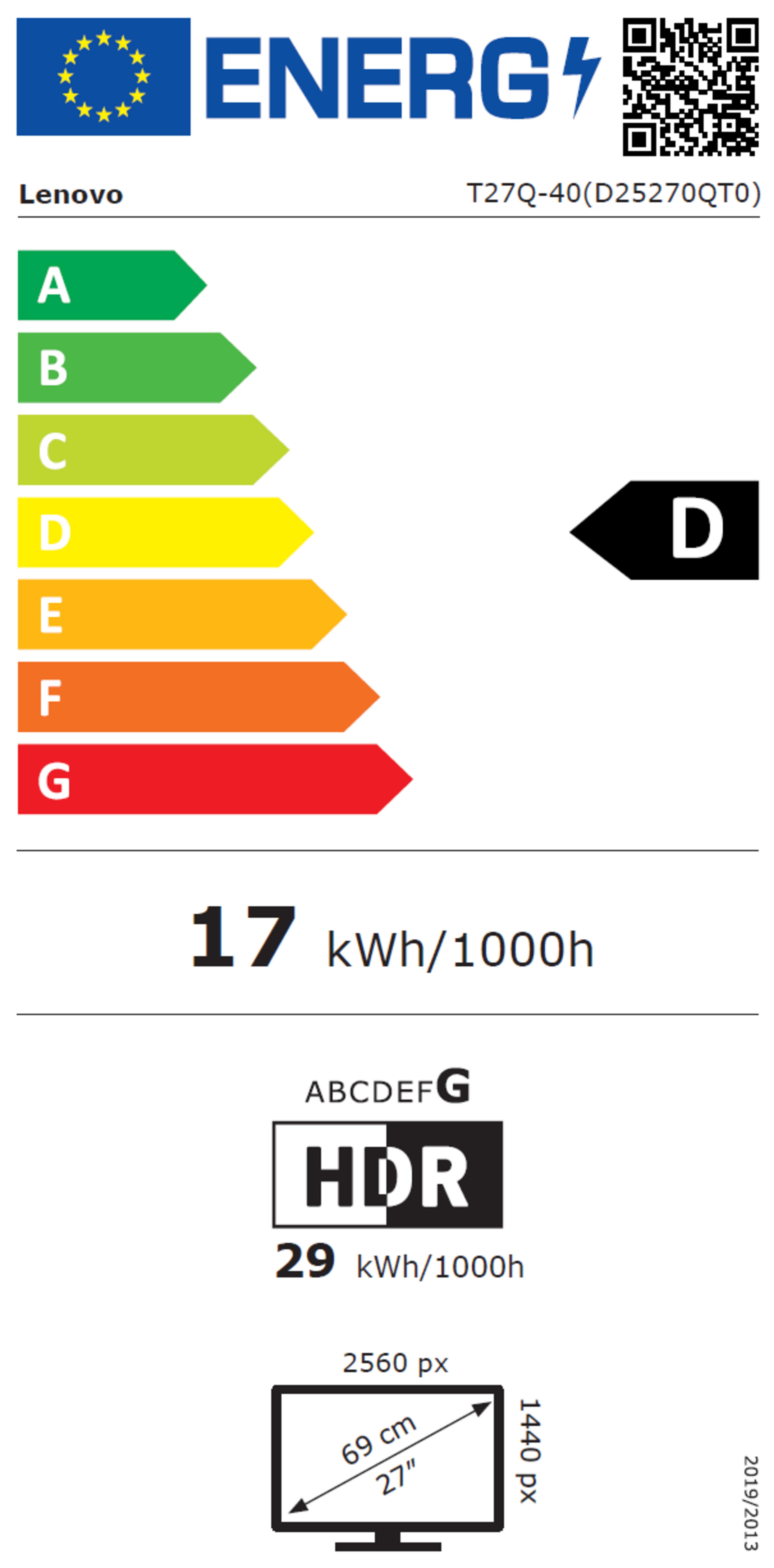 Lenovo ThinkVision T27Q-40 Monitor