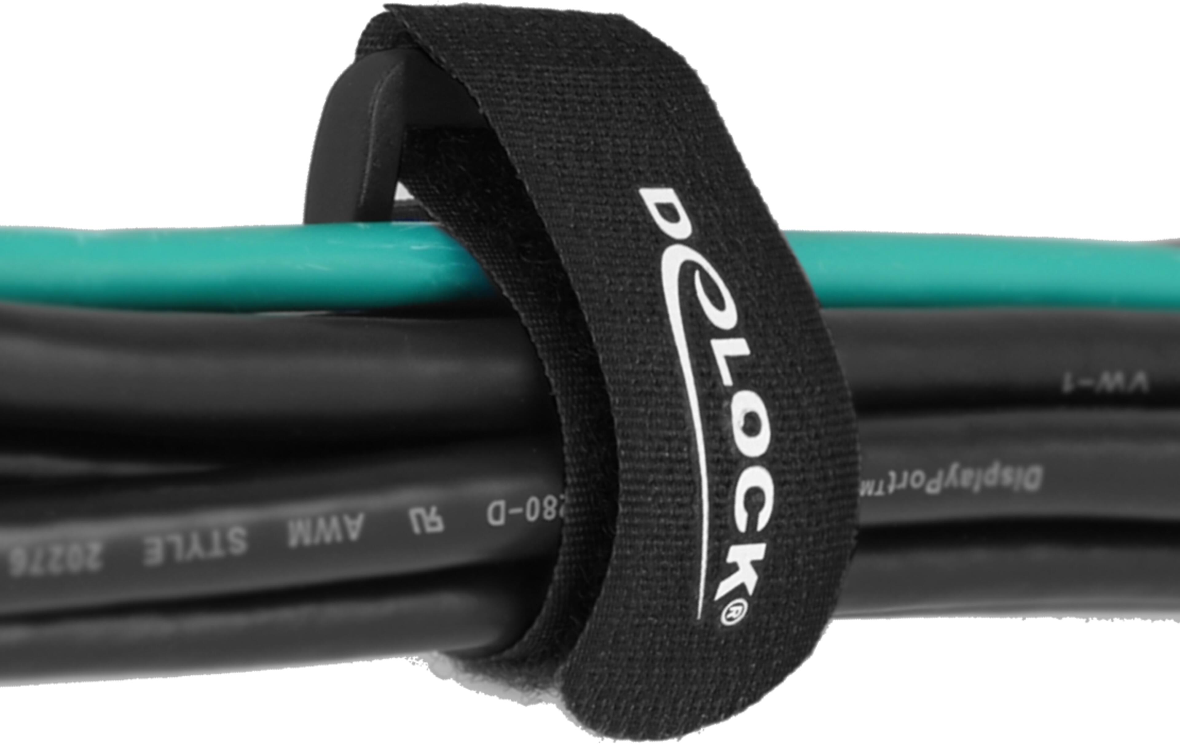 Hook-and-Loop Cable Tie 280mm Black 3x