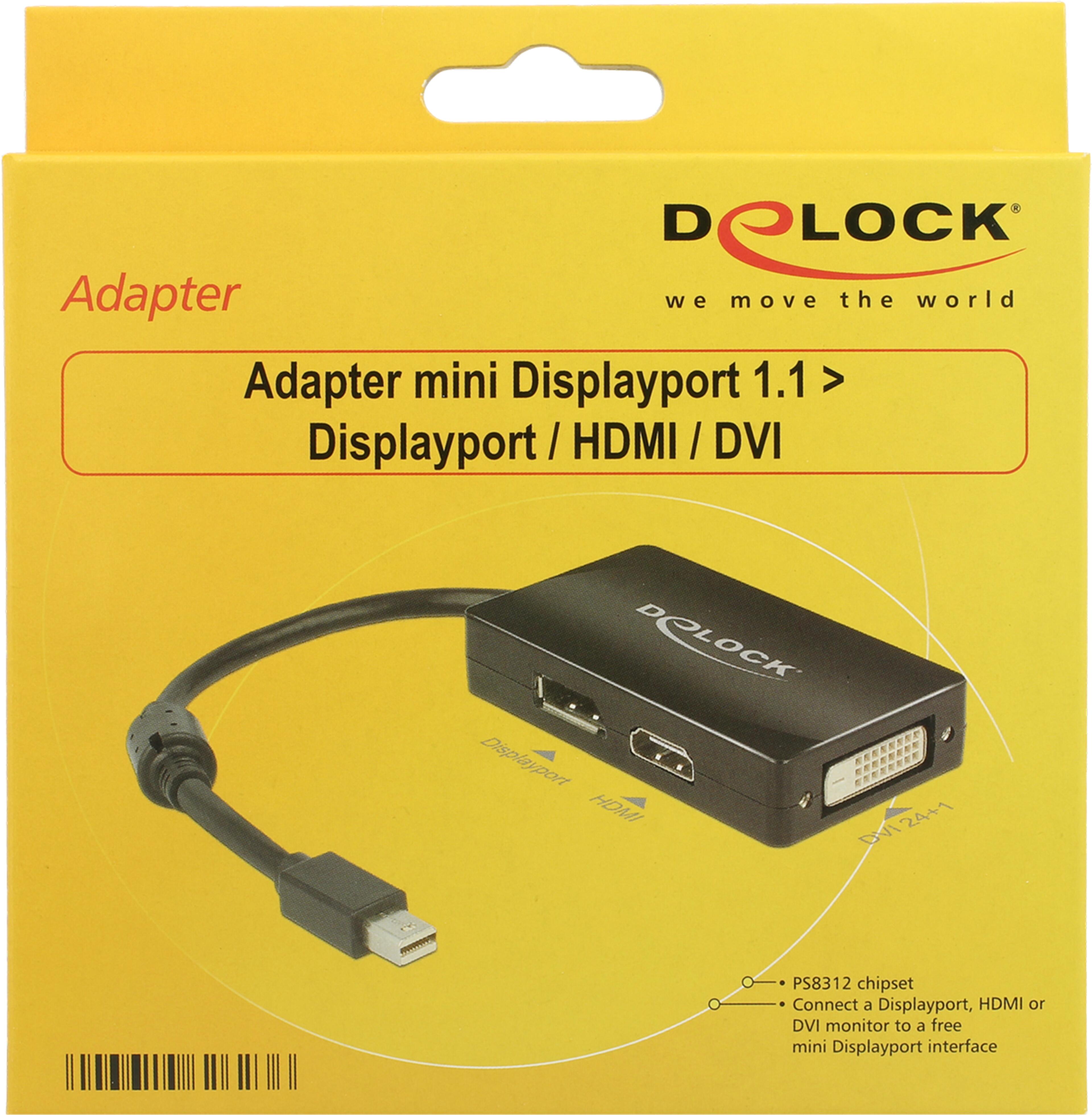 Delock Mini DP - DP/DVI-D/HDMI Adapter