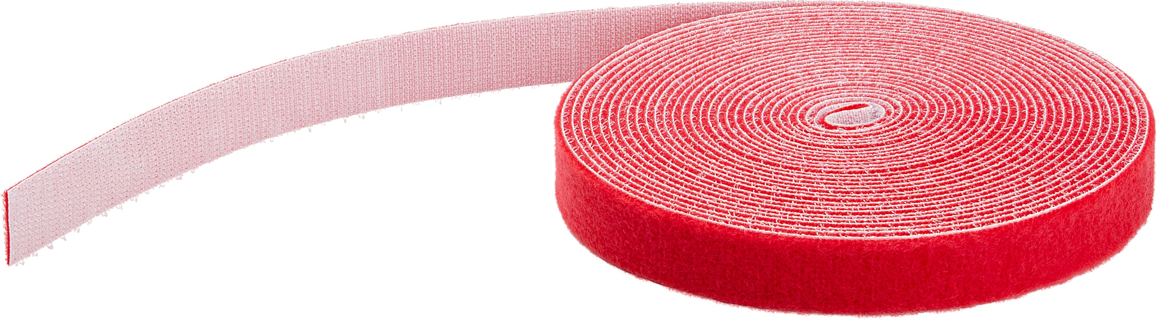 Hook-and-Loop Cable Tie Roll 15m Red