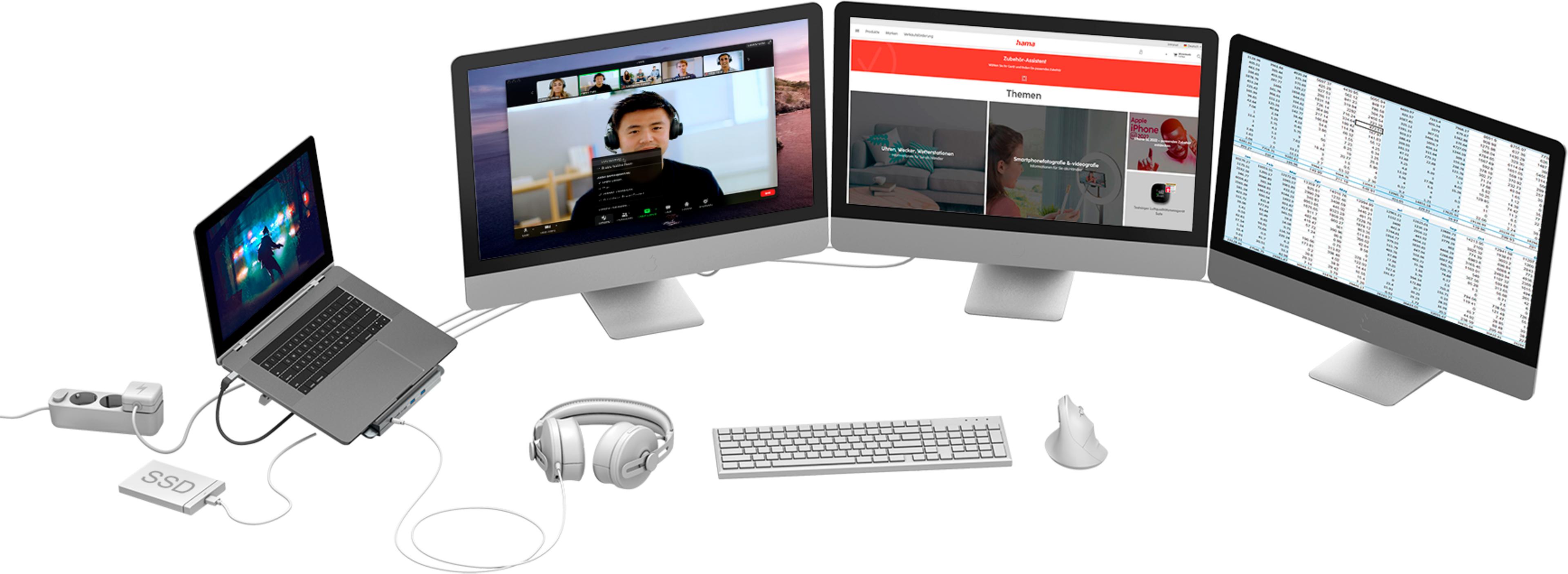 Hama 12in1 USB-C - HDMI+DP Dock