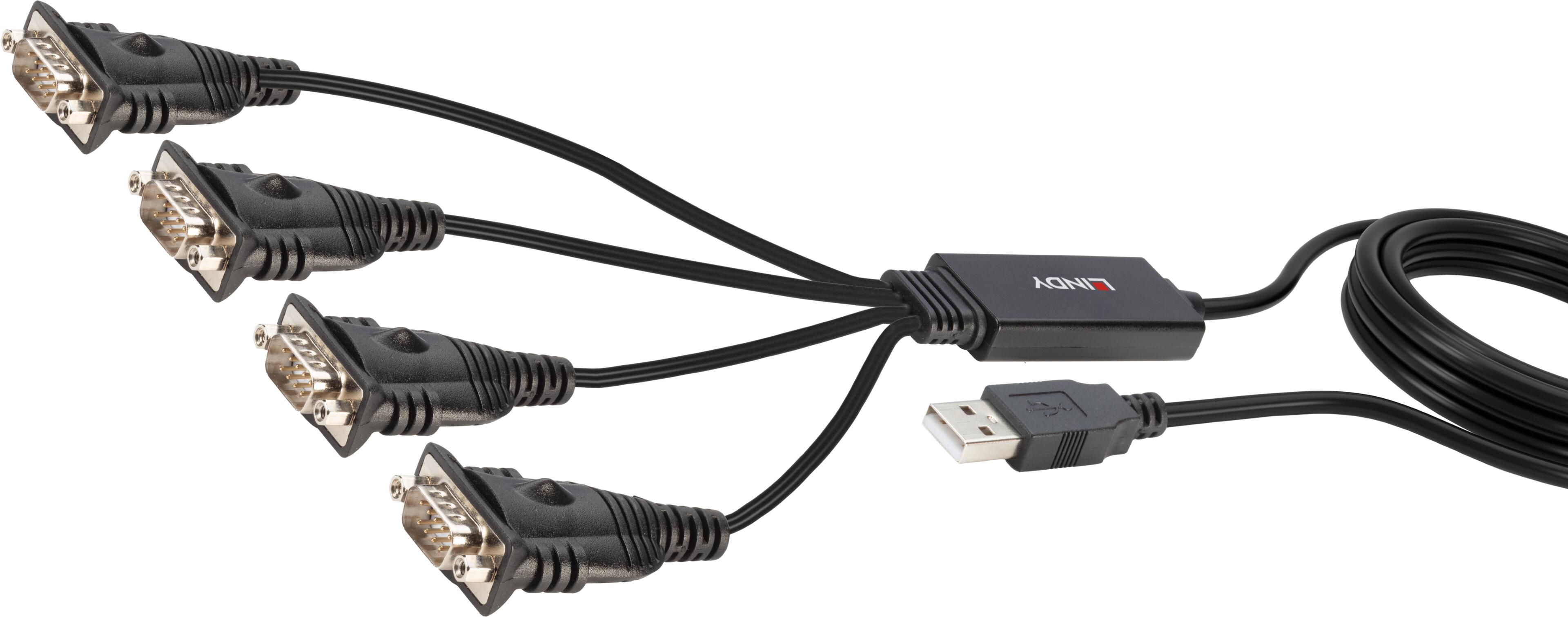 Adaptador 4xDB9 m. (RS232) - USB-A m.