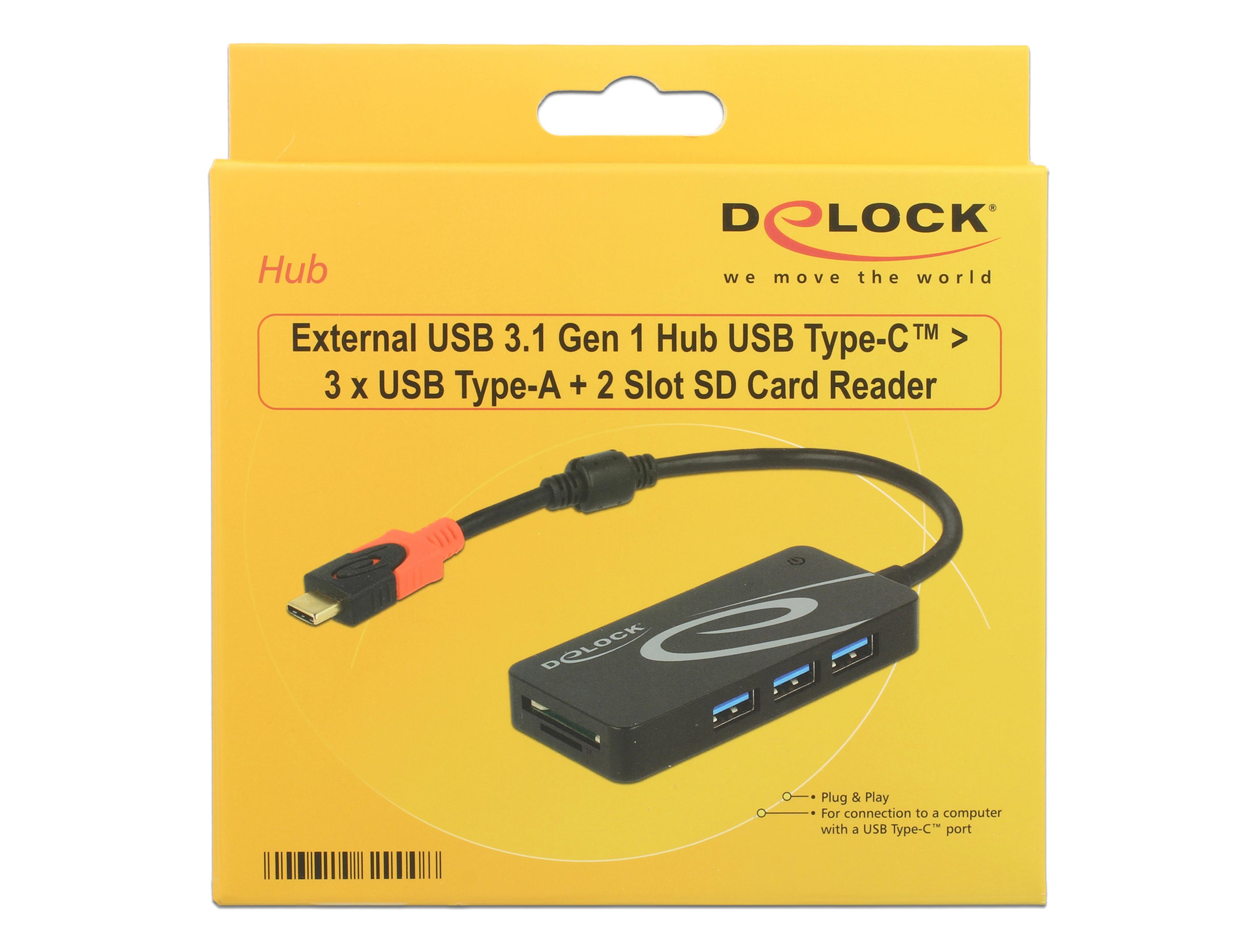 Delock USB Hub 3.0 3-Port +SDKartenleser