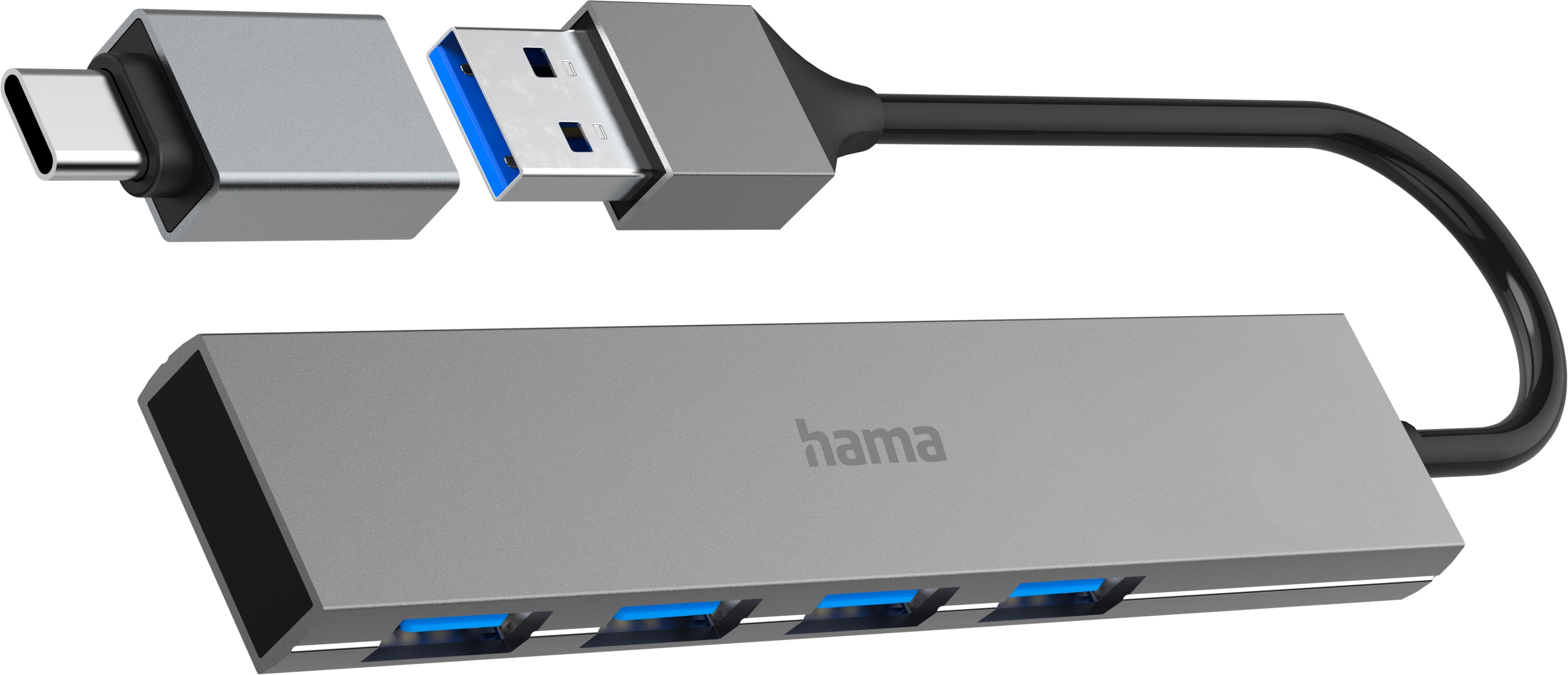 Hama USB Hub 3.0 4-port Grey