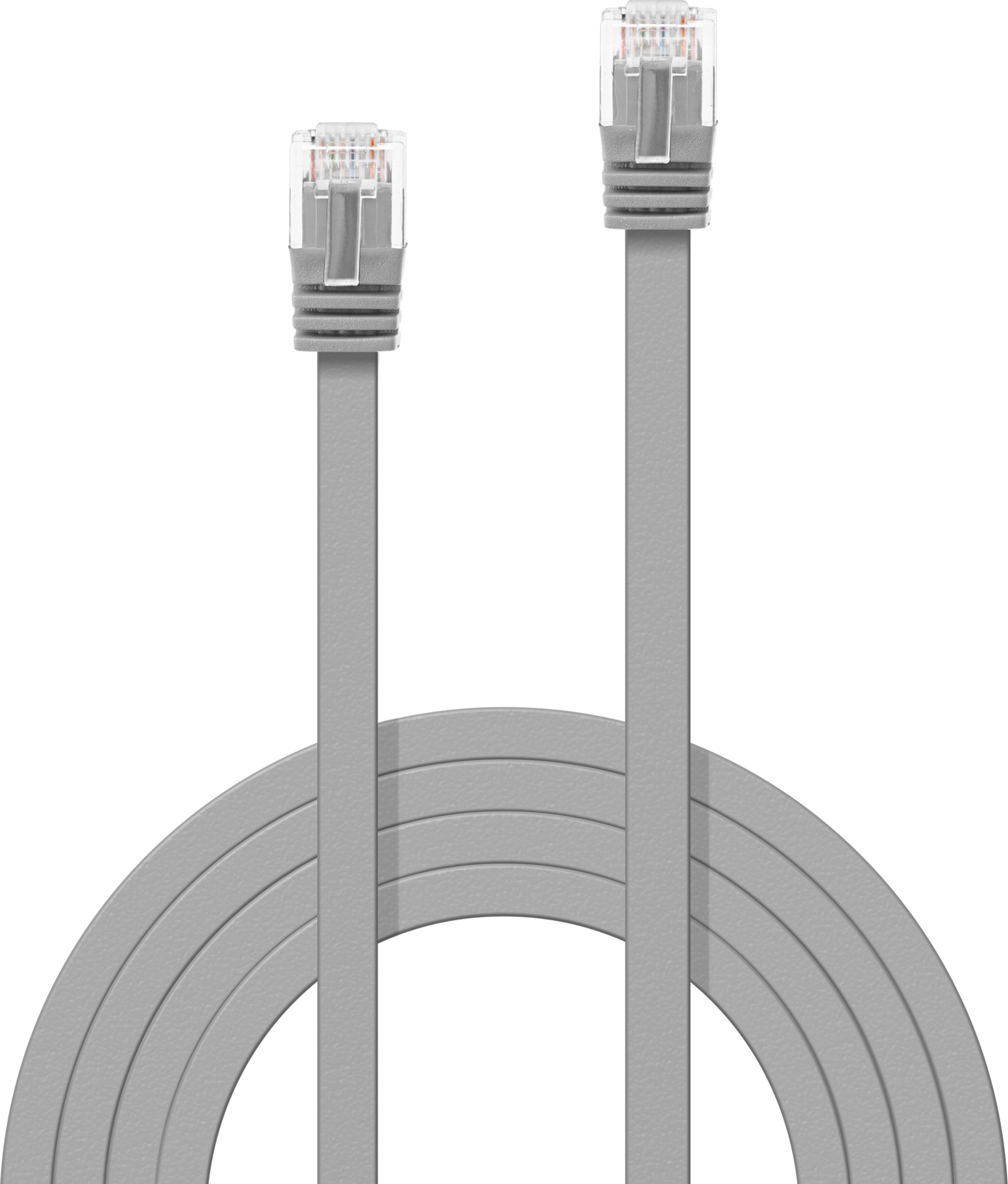 Patch Cable Flat RJ45 U/UTP Cat6 2m Grey