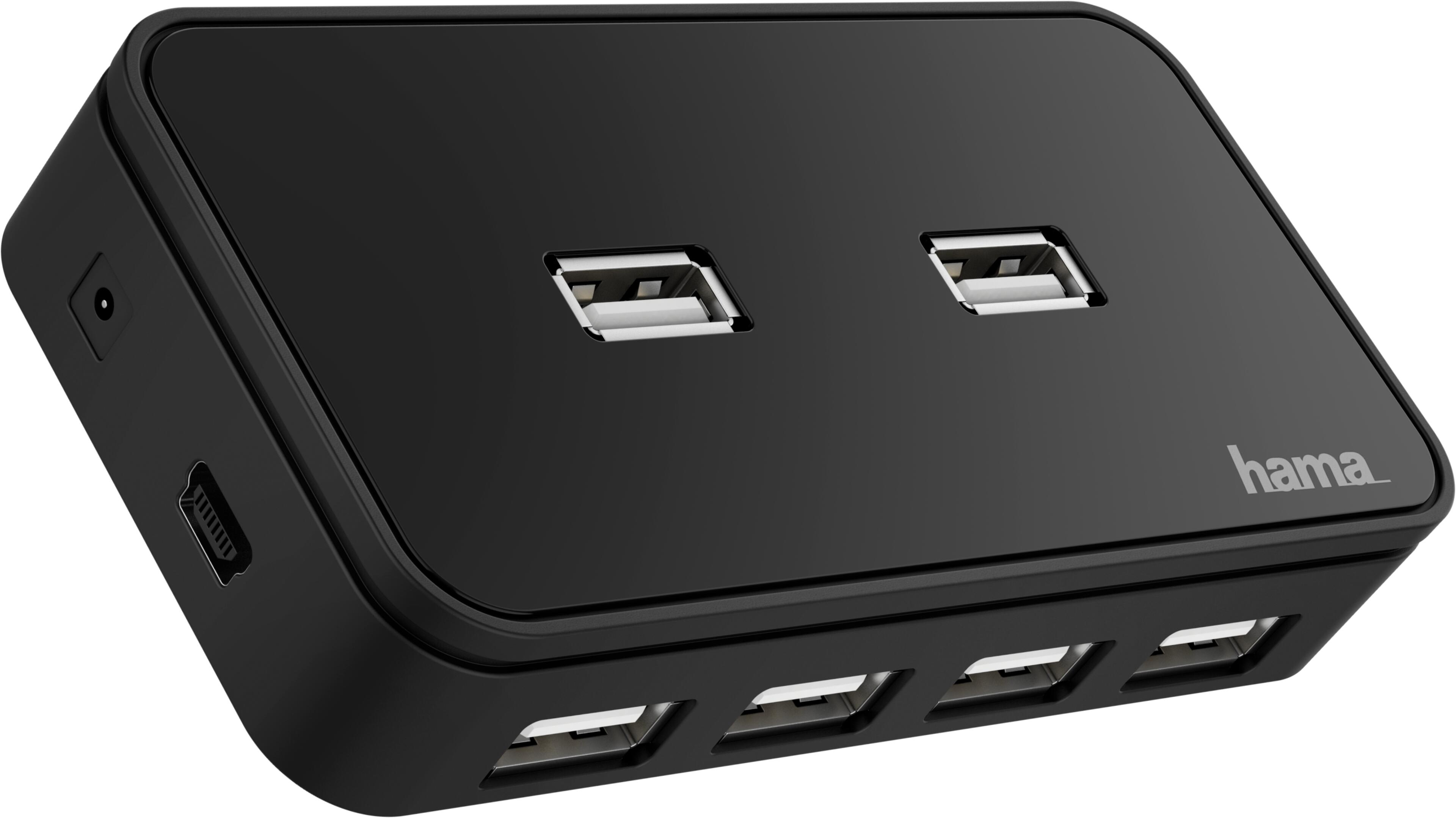 Hama USB Hub 2.0 7-port Black