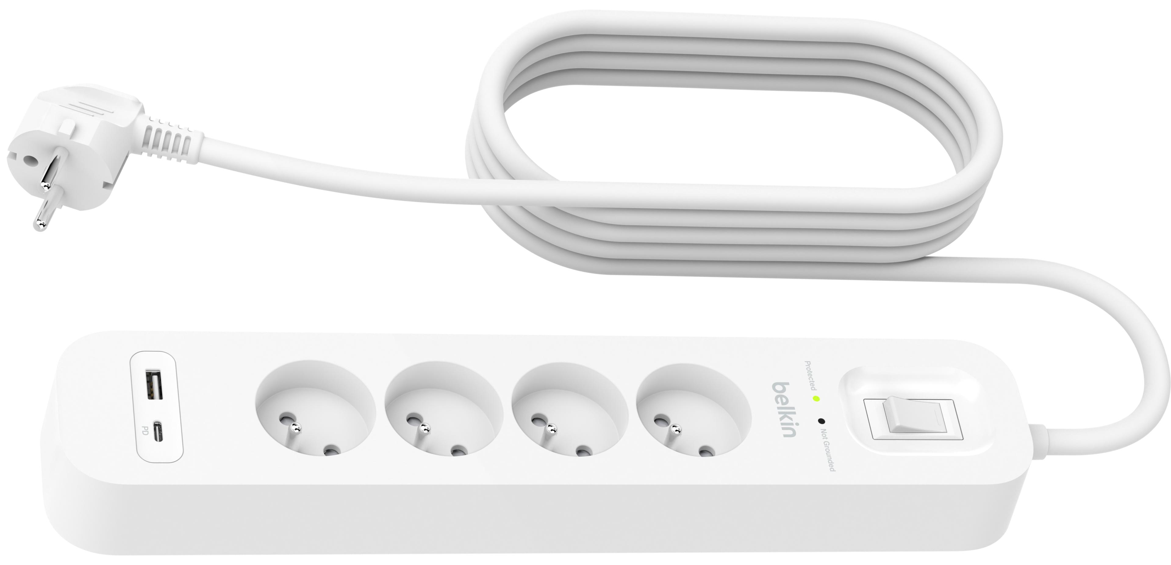 Parasurtenseur x4 + 2 x USB, 2 m