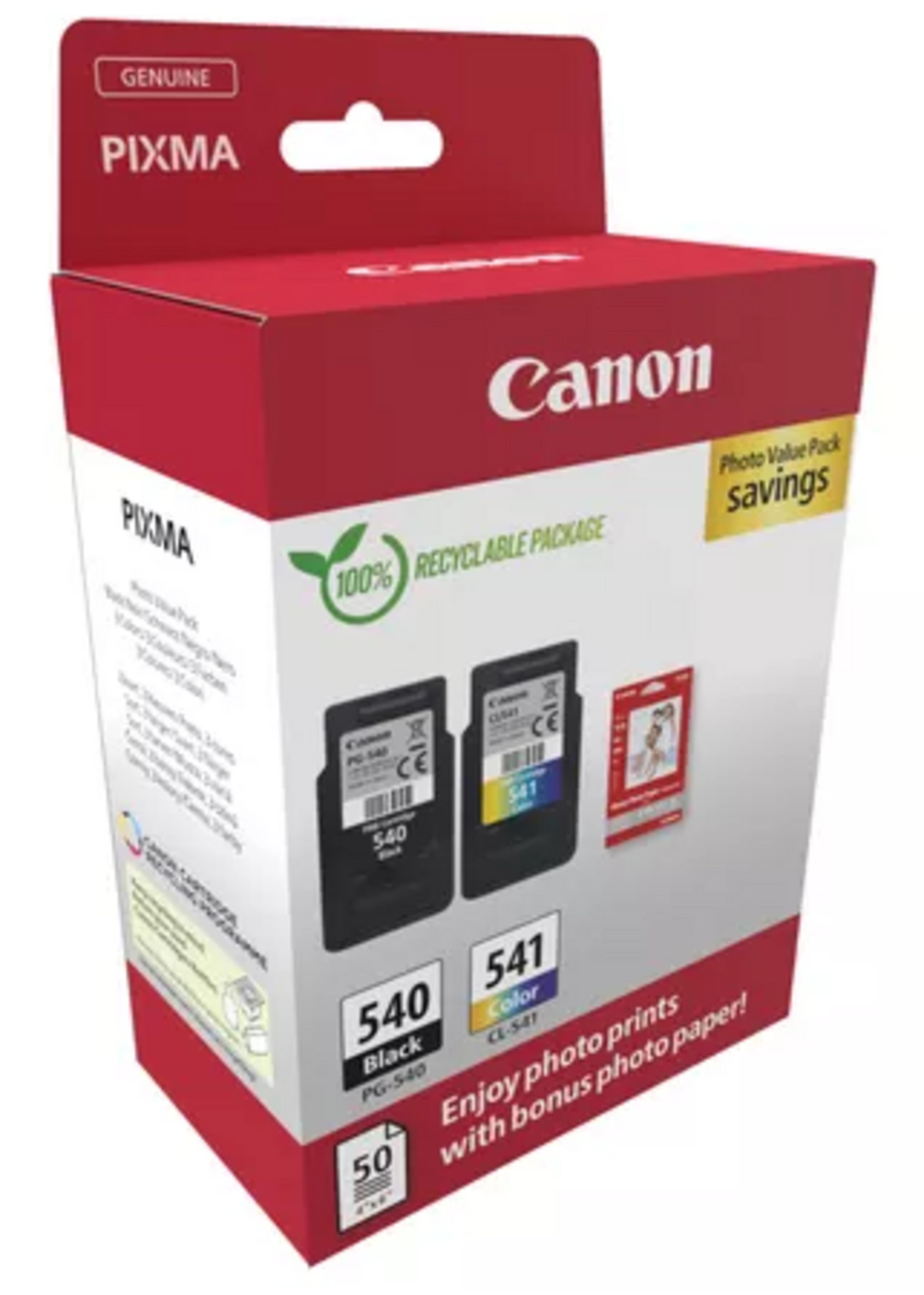 Tinta Canon PG-540/CL-541 + papel foto.