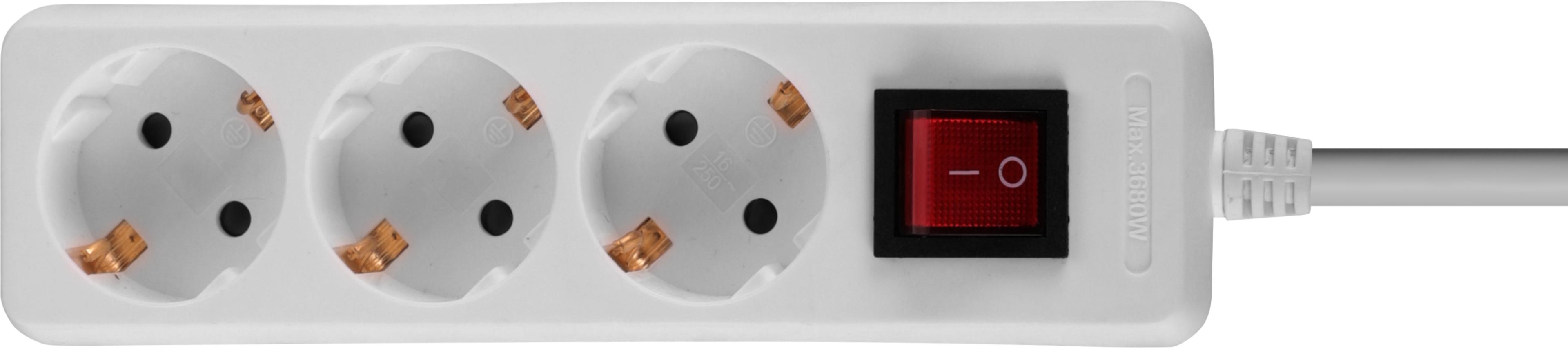 Steckdosenleiste 3fach 1,4 m Schalter