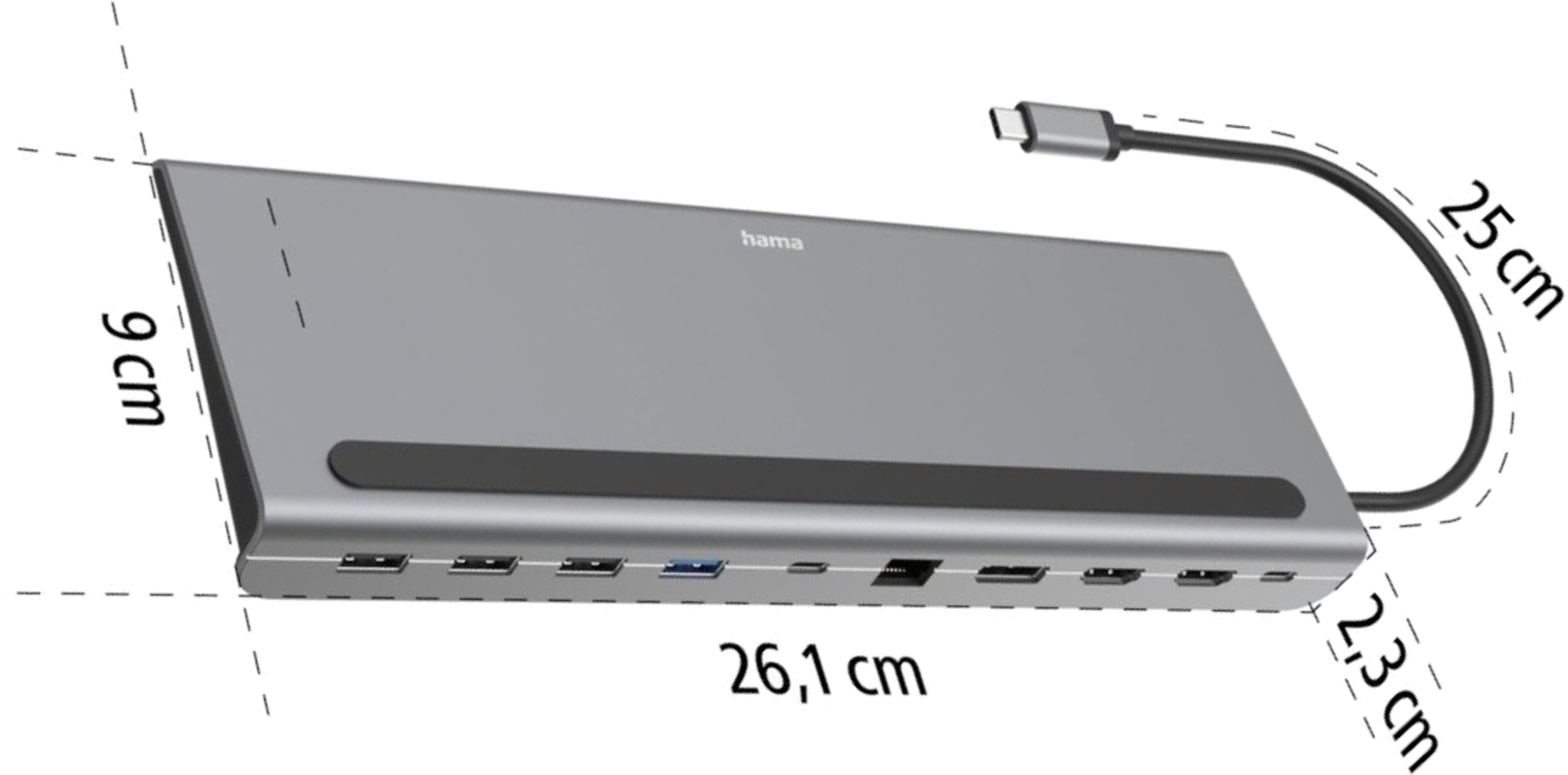 Hama USB-C - 2xHDMI+DP Dock