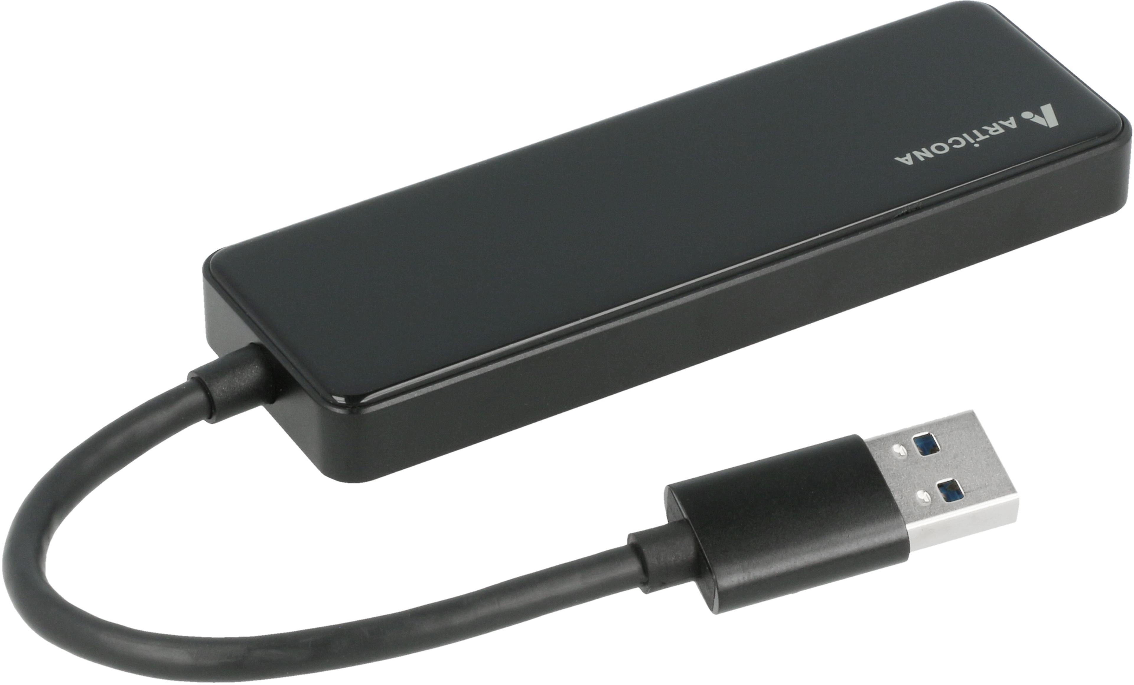 ARTICONA USB 3.0 hub 4 portos, fekete