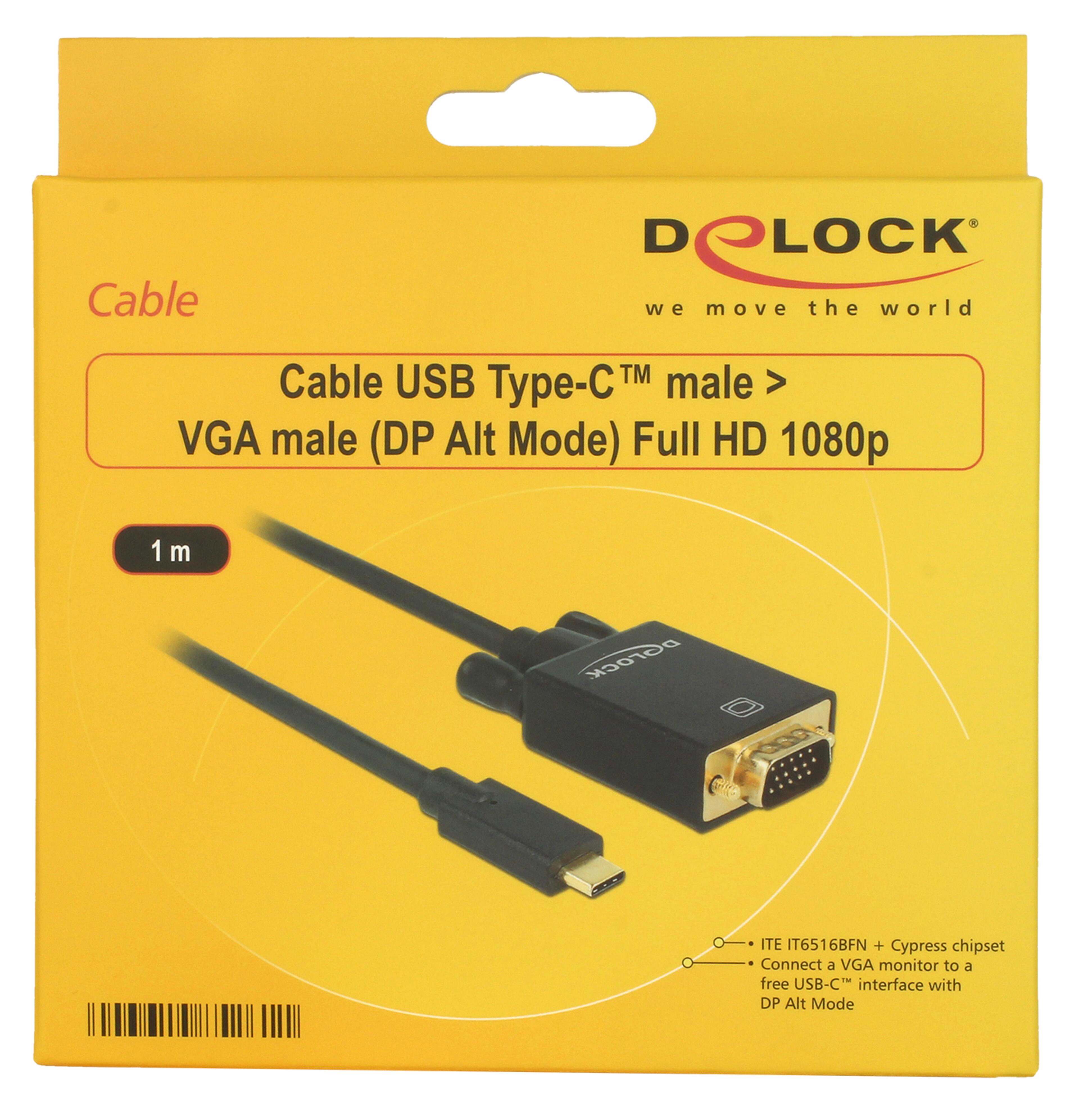 Kabel USB Typ C St - VGA St 1 m schwarz