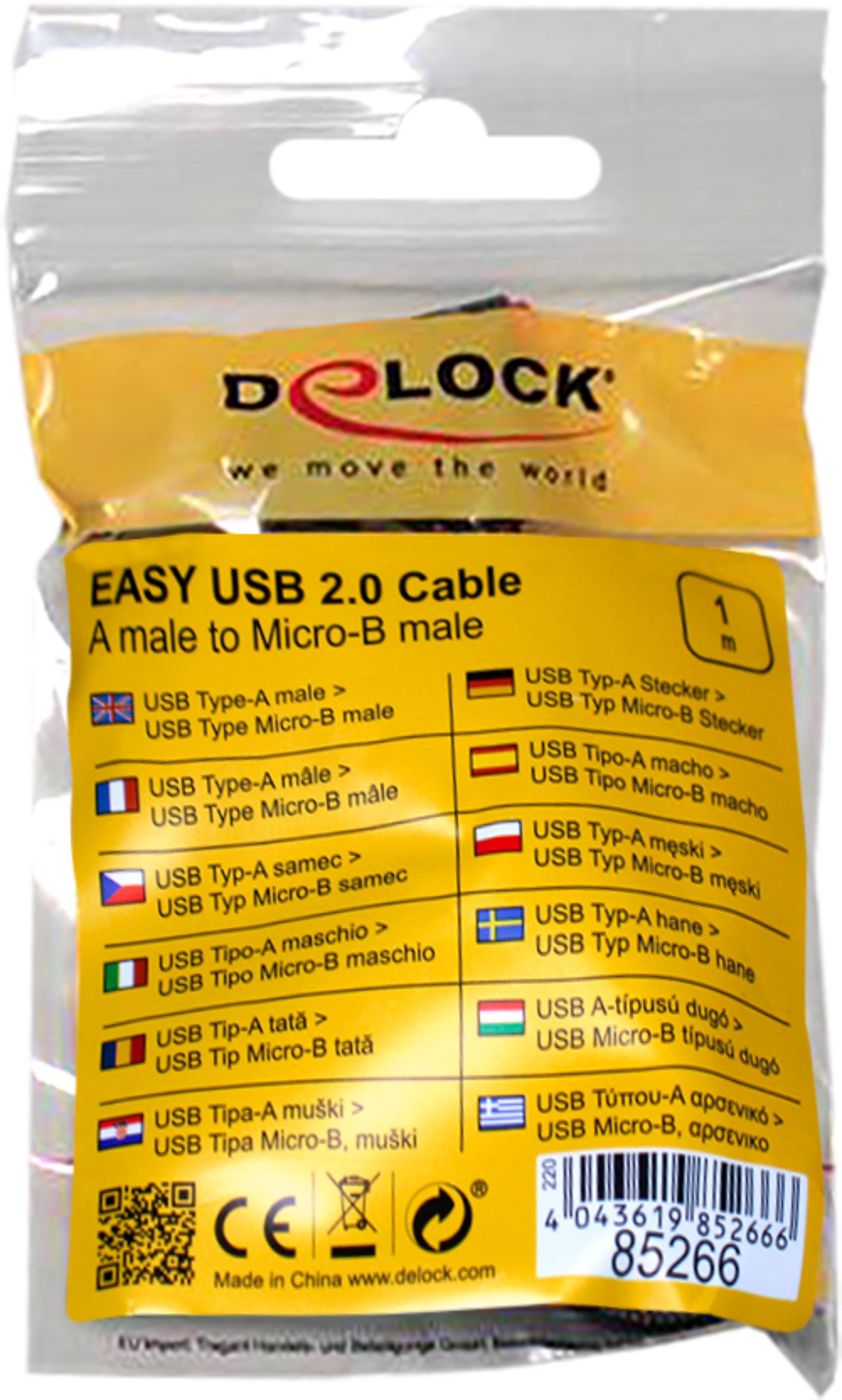 Delock USB EASY A-EASY Micro B Cable 1m