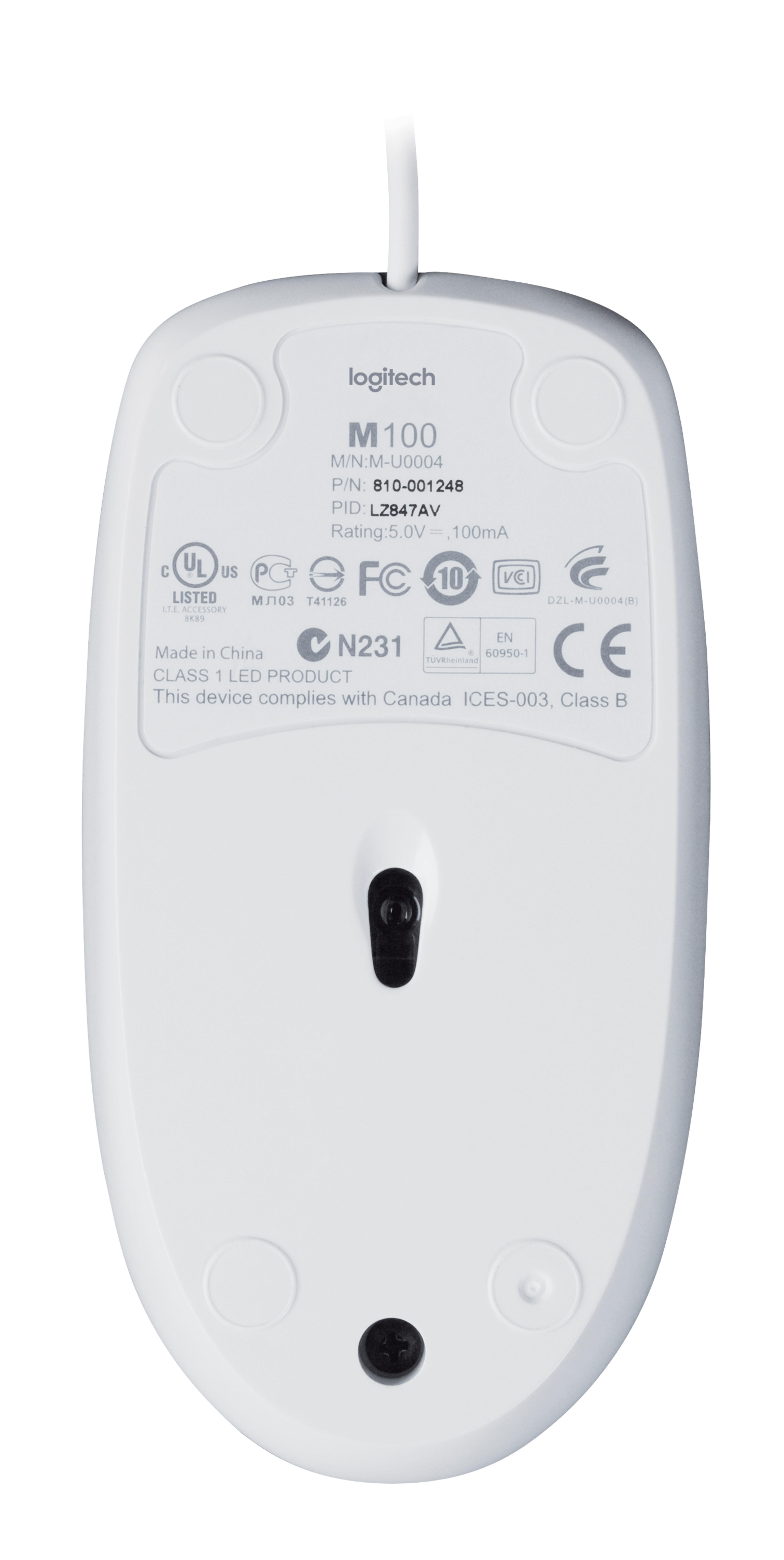 Logitech M100 Mouse White