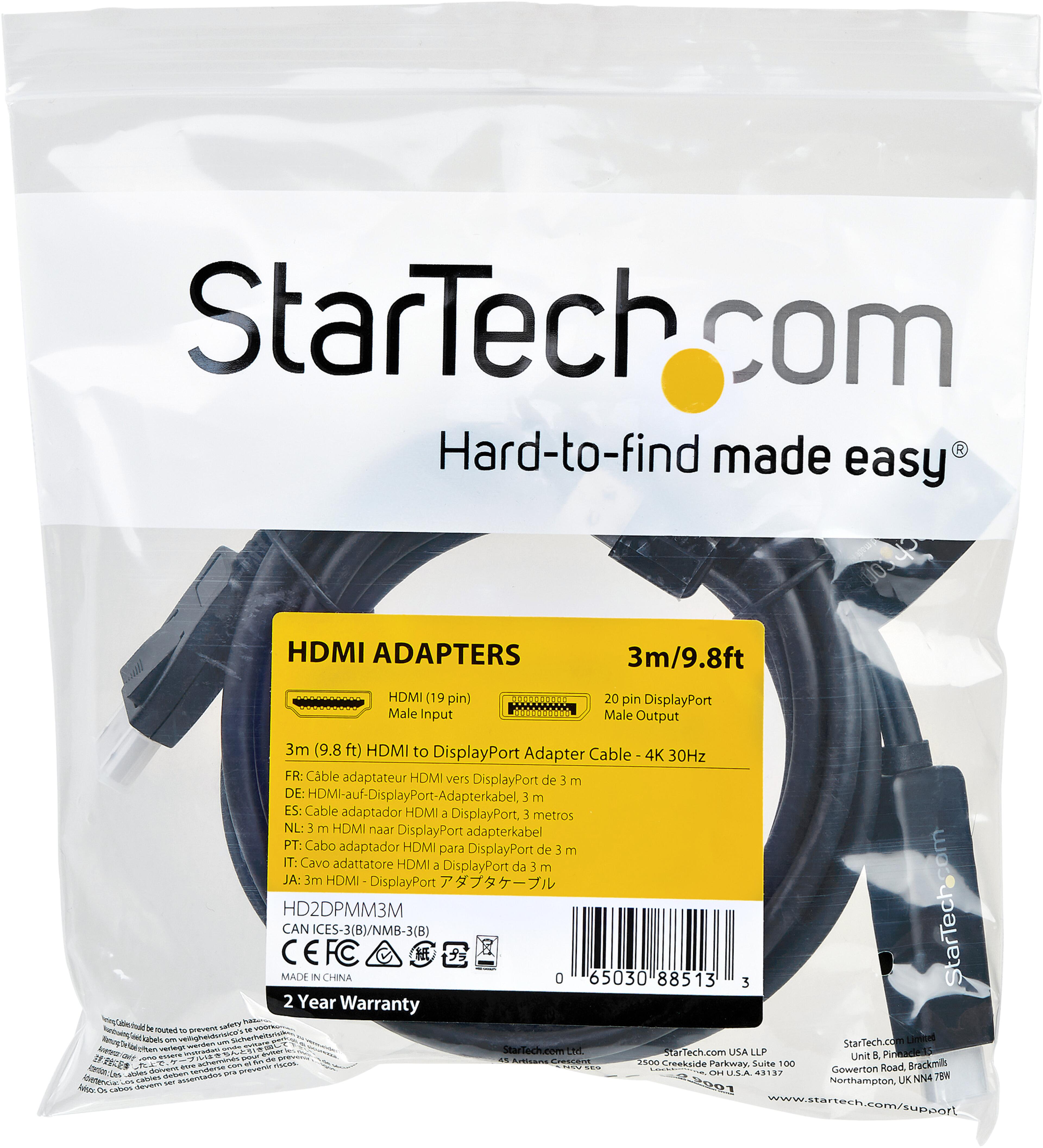 StarTech HDMI - DisplayPort Cable 3m