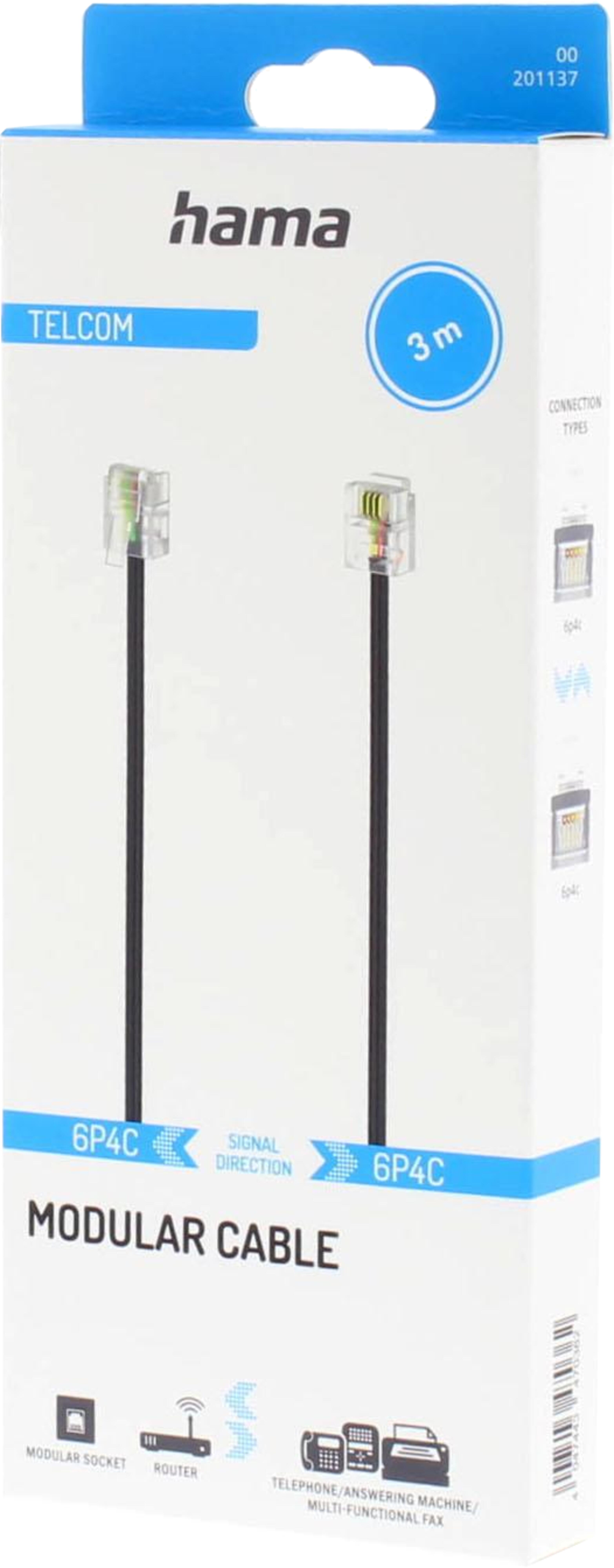 Câble RJ11-RJ11 (6p4c) m. 1:1, 3 m