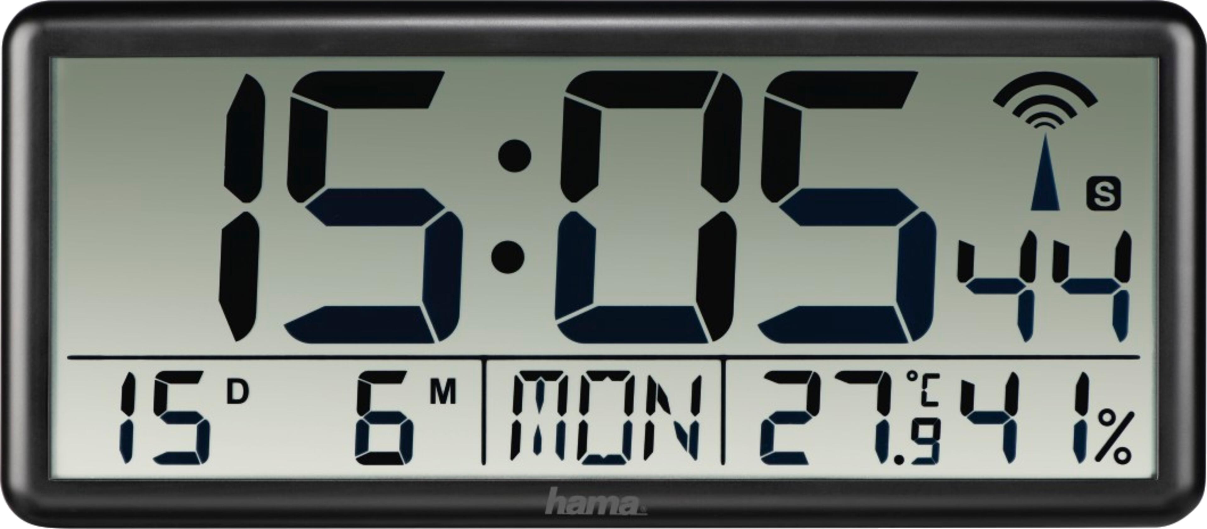 Hama Jumbo Digitale Funk-Wanduhr schwarz