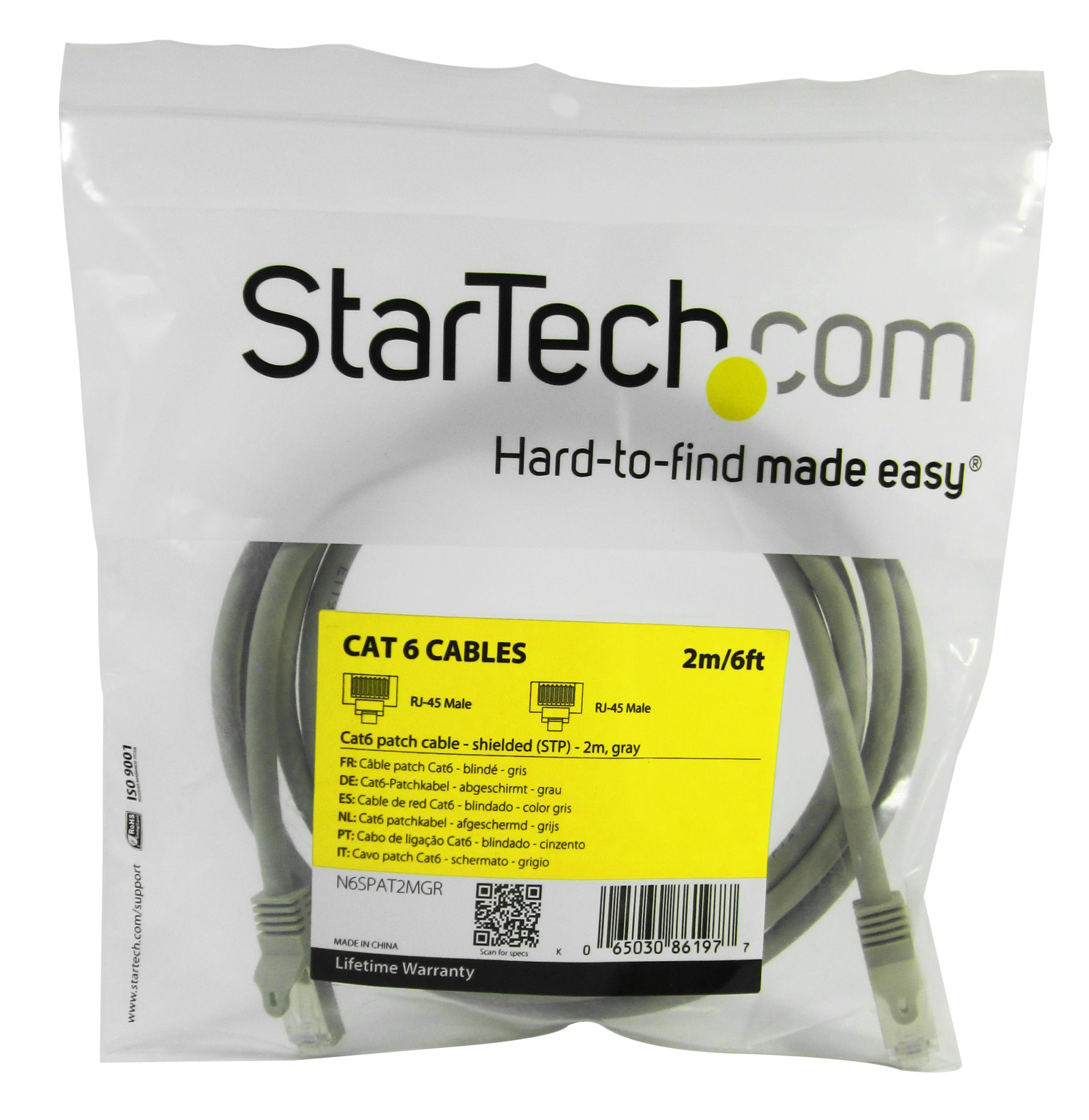 Patch Cable RJ45 S/FTP Cat6 2m Grey
