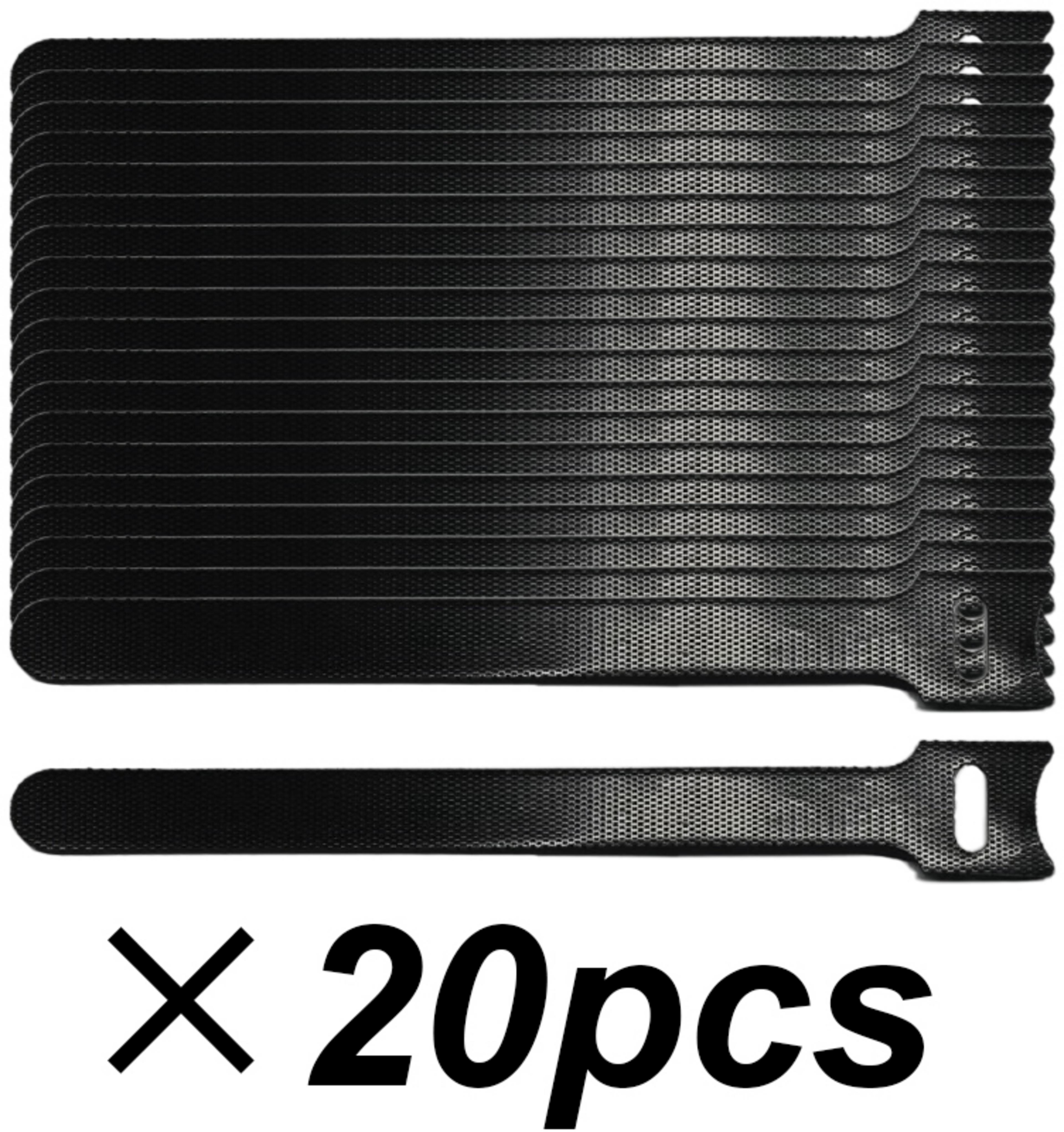 Hook-and-Loop Cable Ties 150mm Black 20x