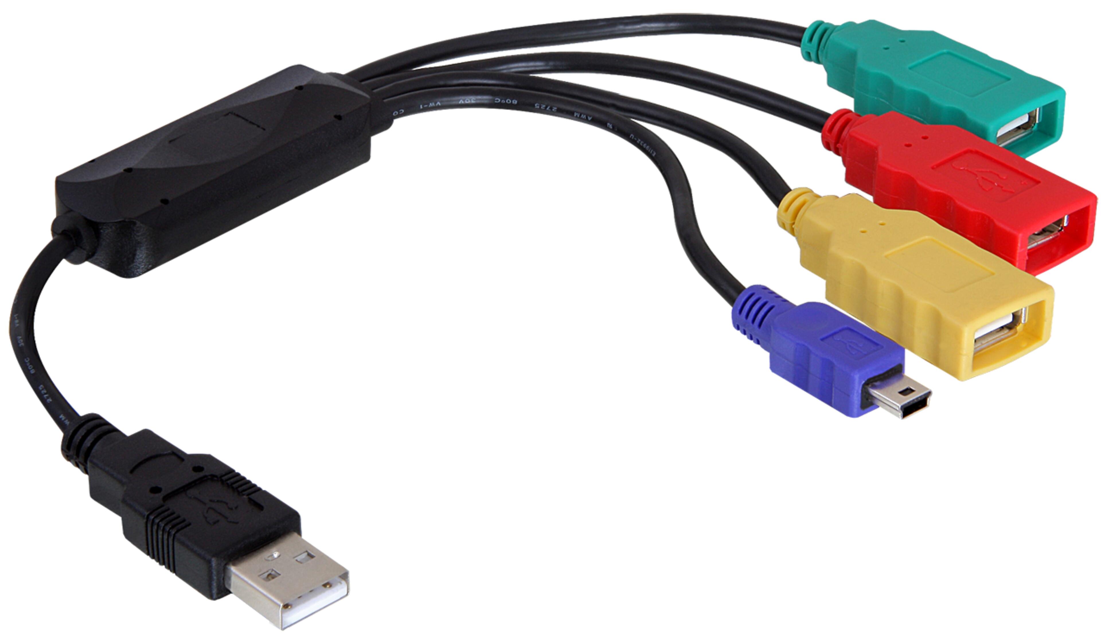 Delock USB Cable Hub 2.0 4-port Blck/Col