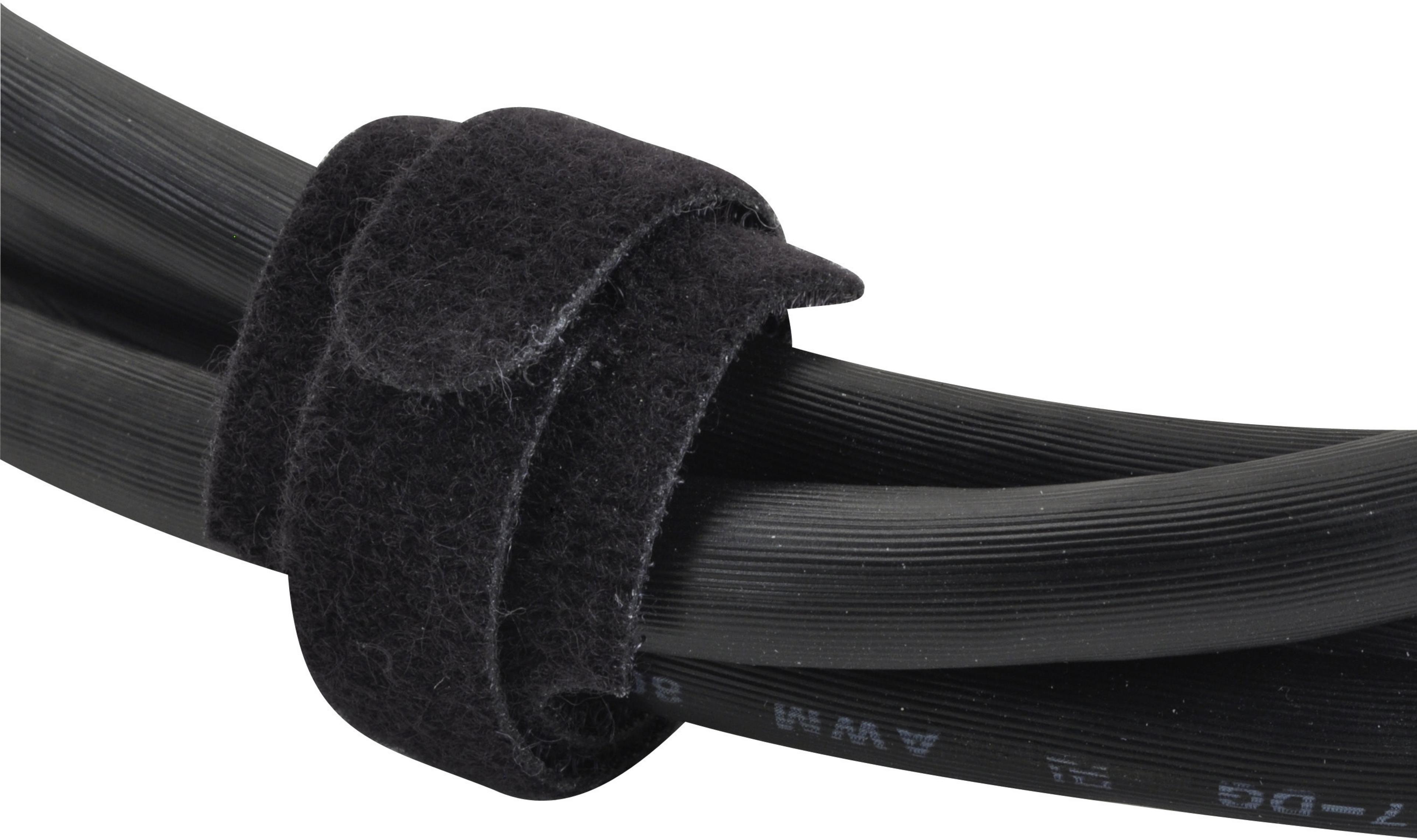 Hook-and-Loop Cable Ties 200mm Black 20x