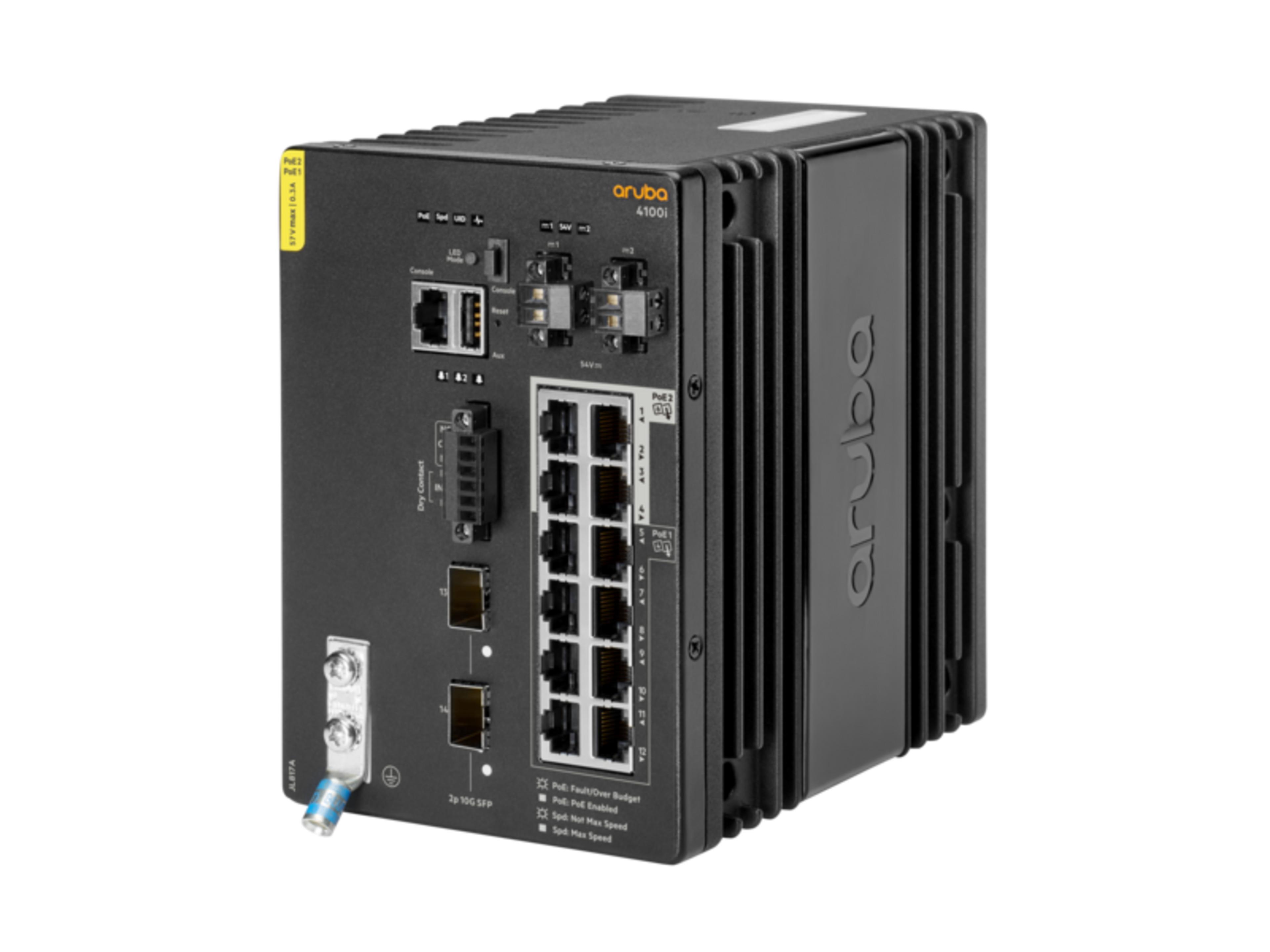 HPE Aruba 4100i 12G PoE DIN Switch