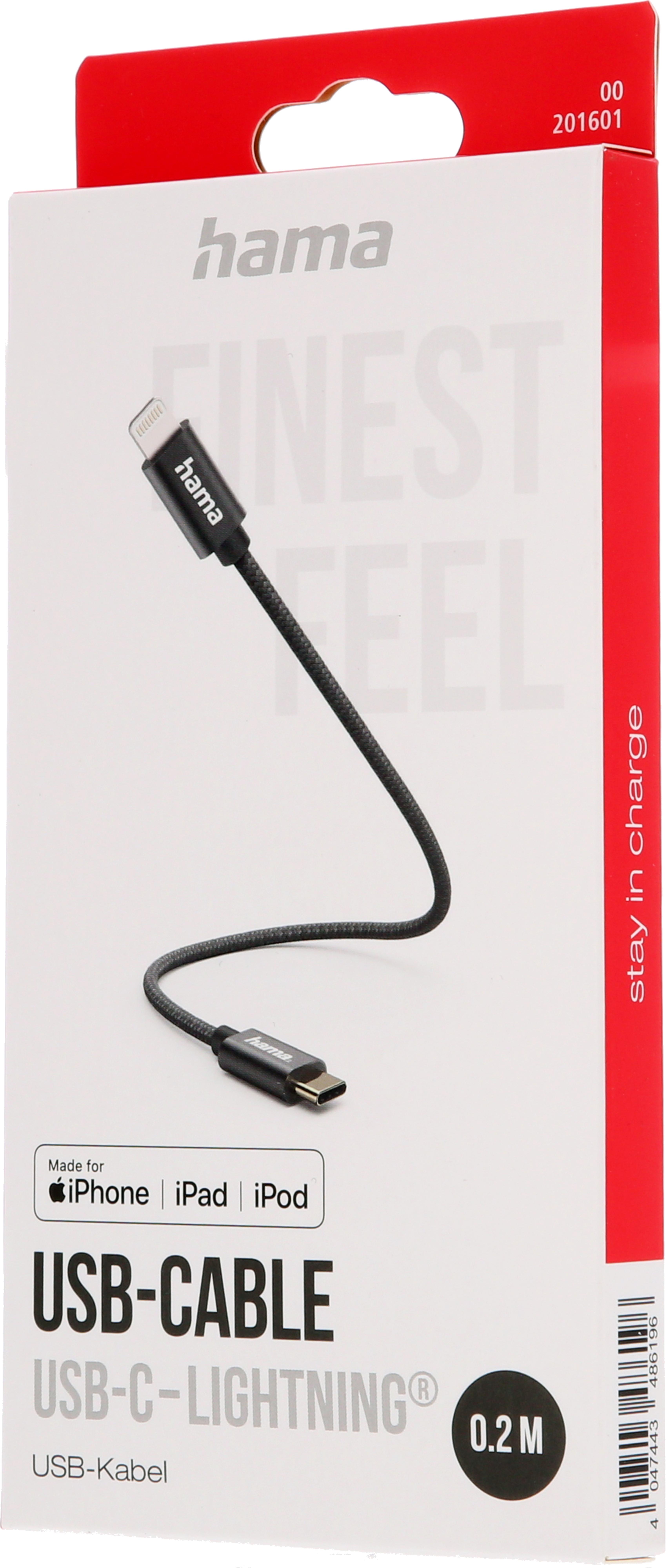Hama USB-C - Lightning Cable 0.2m