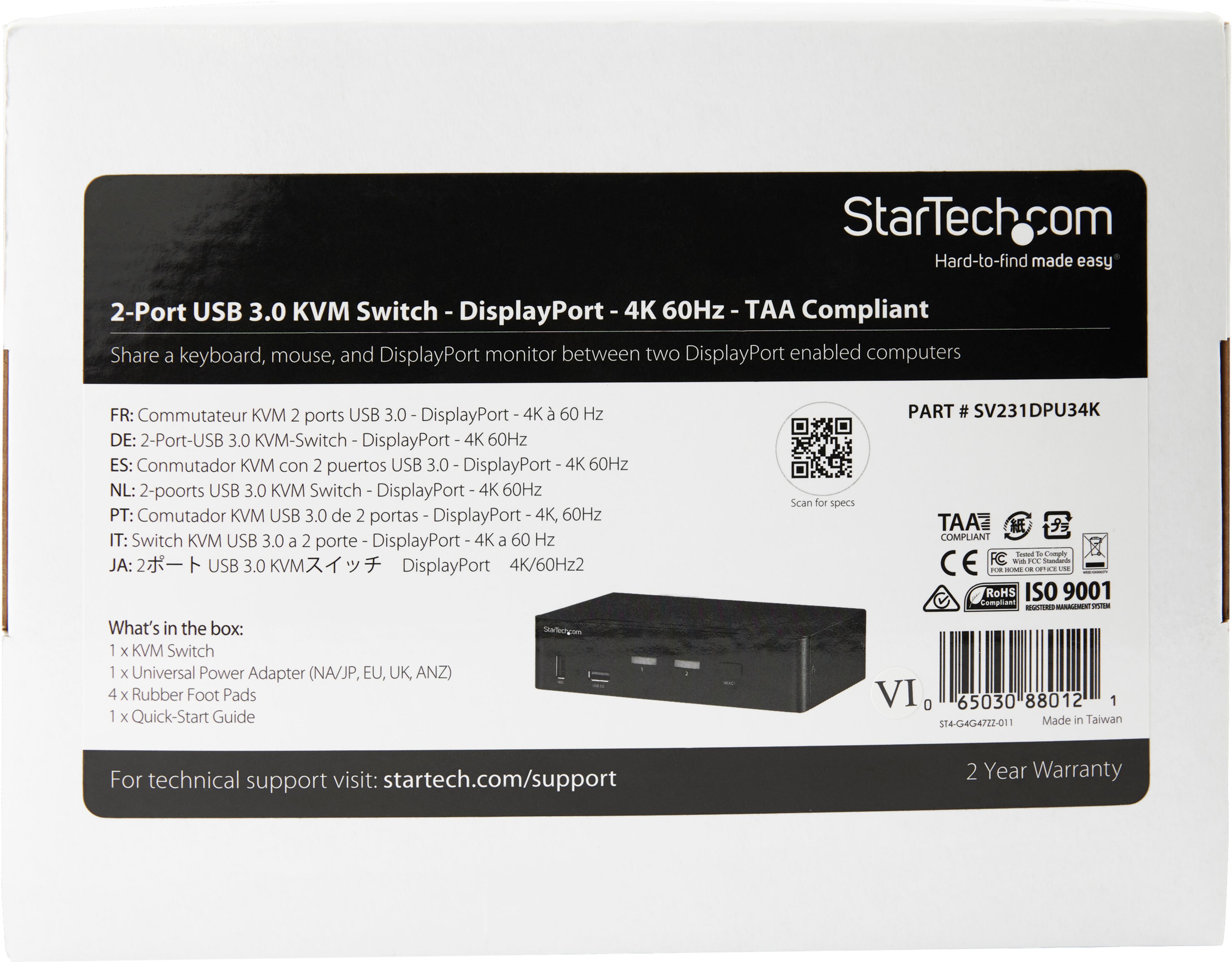 StarTech KVM Switch 2-port DisplayPort