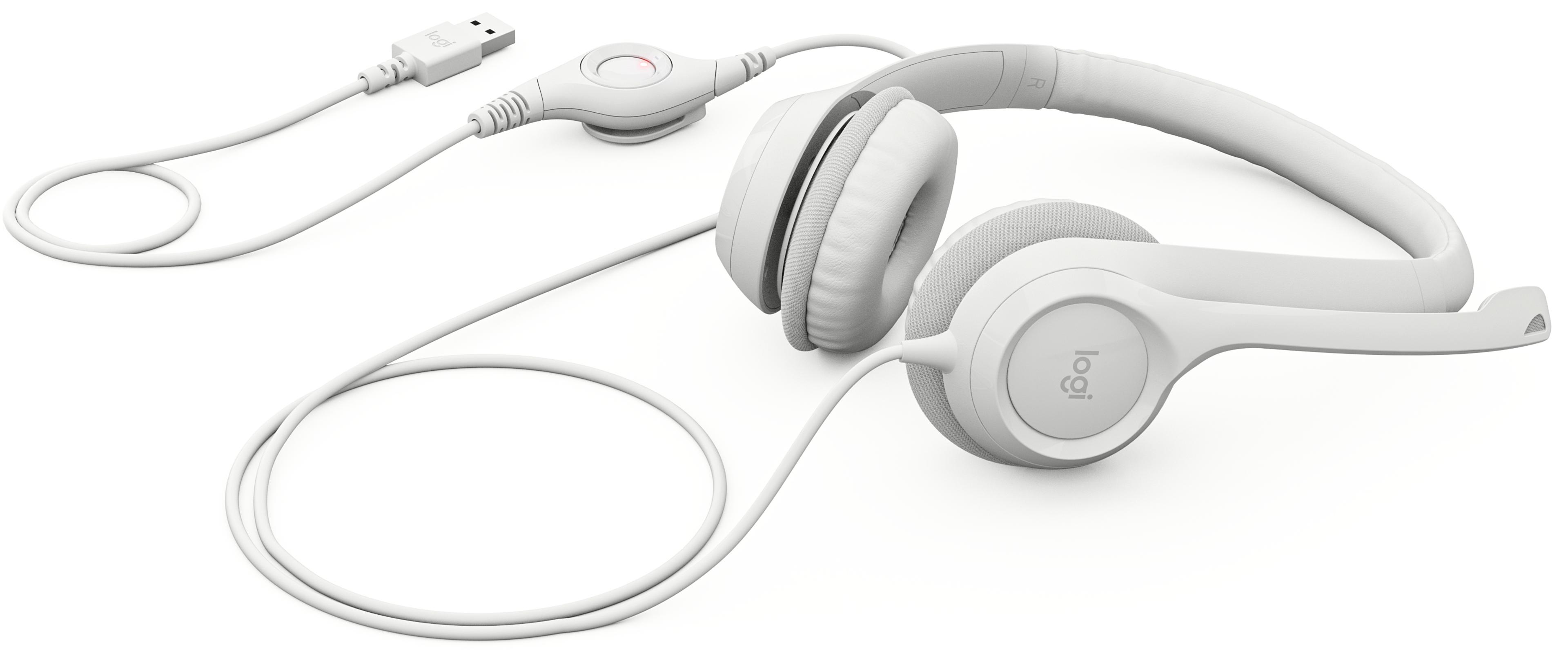 Casque stéréo Logitech H390 USB, blanc