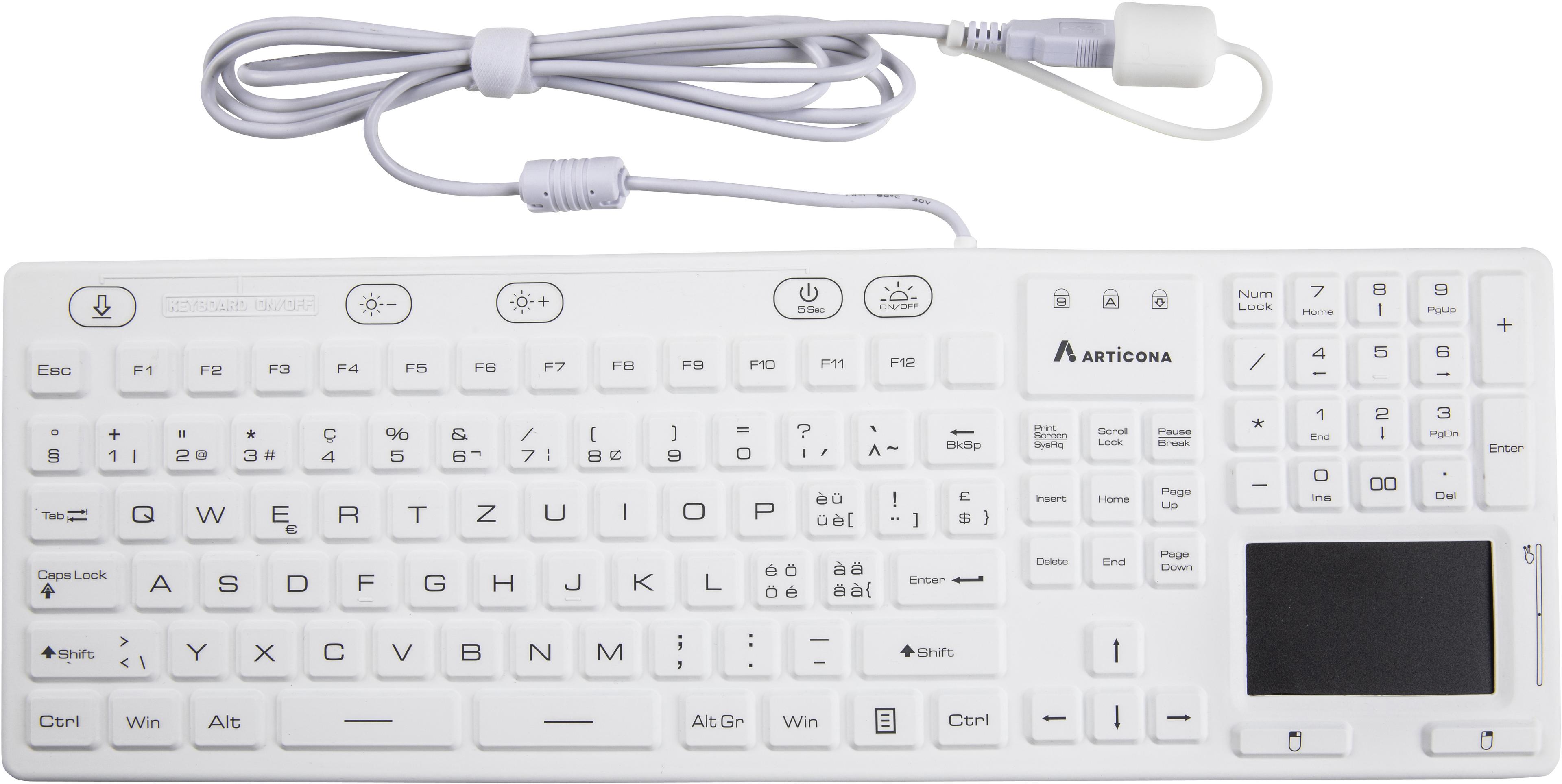 ARTICONA Full LED medical Tastatur weiß