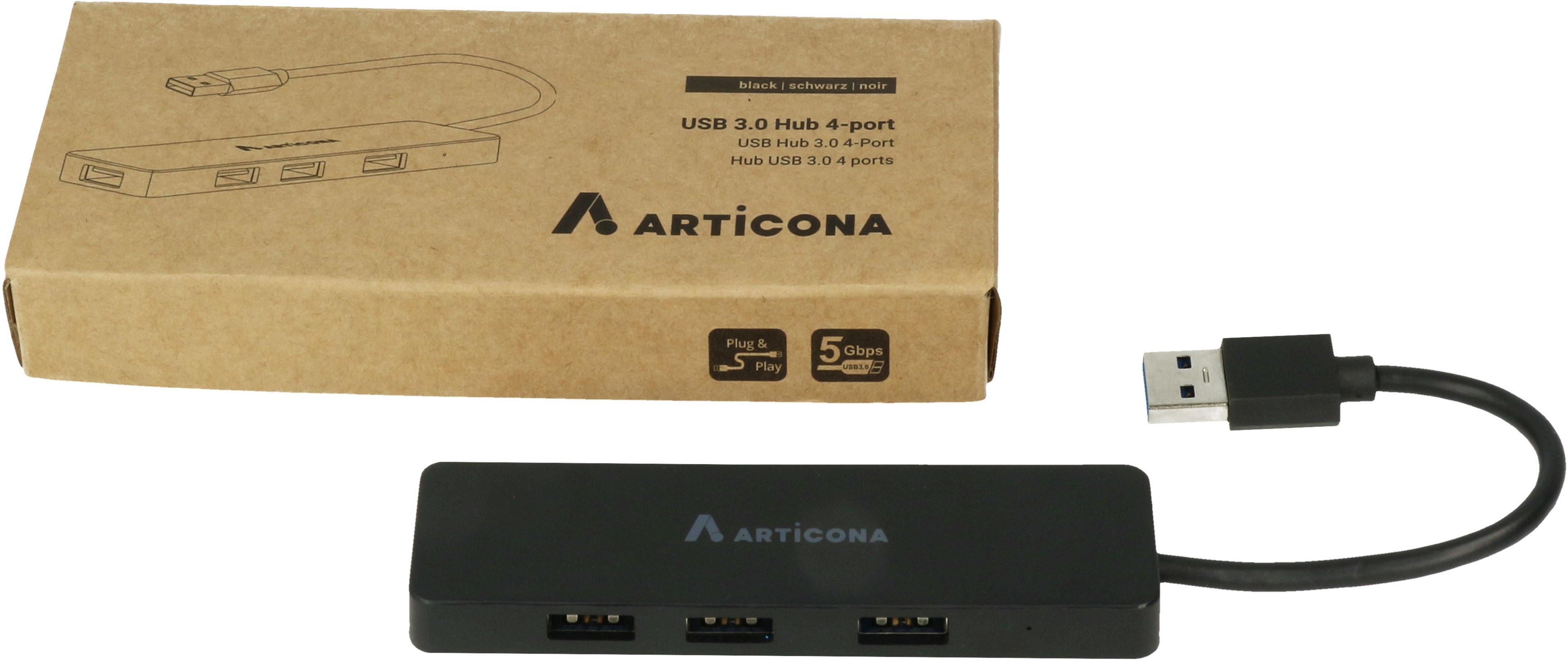 ARTICONA USB 3.0 hub 4 portos, fekete