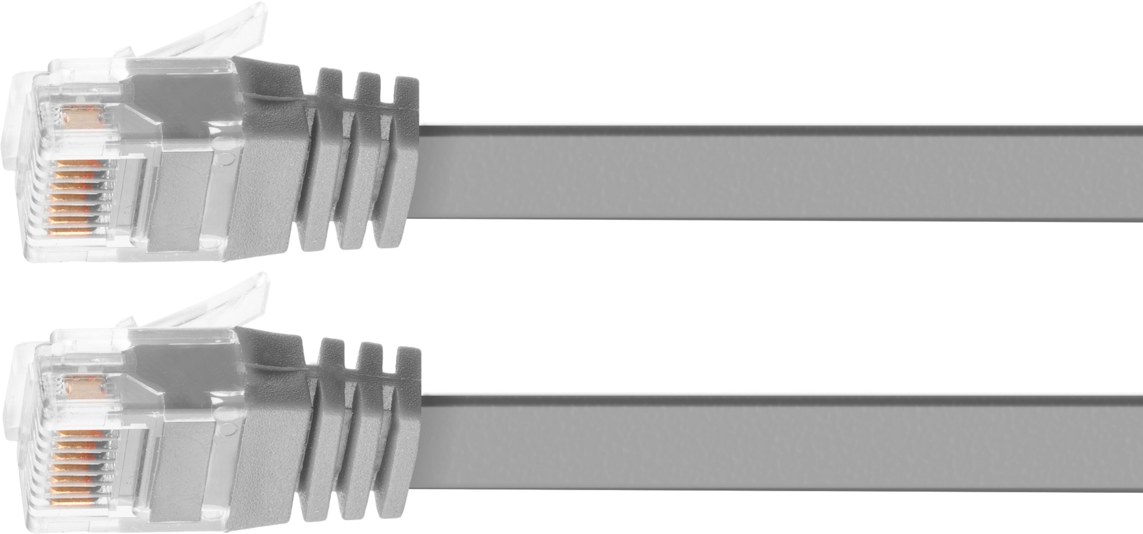 Patch Cable Flat RJ45 U/UTP Cat6 2m Grey