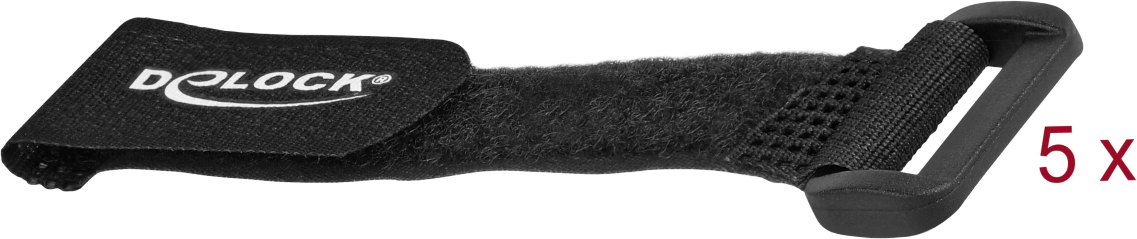 Hook-and-Loop Cable Tie 150mm Black 5x