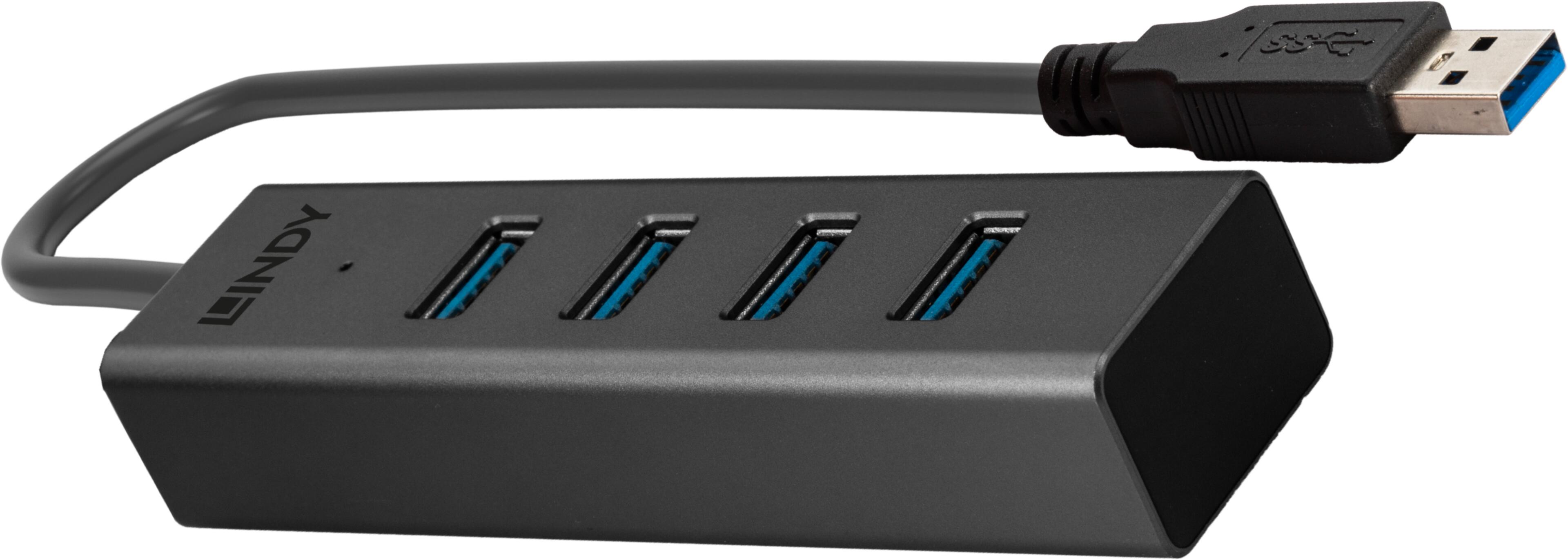 LINDY USB 3.0 hub 4 port, fekete