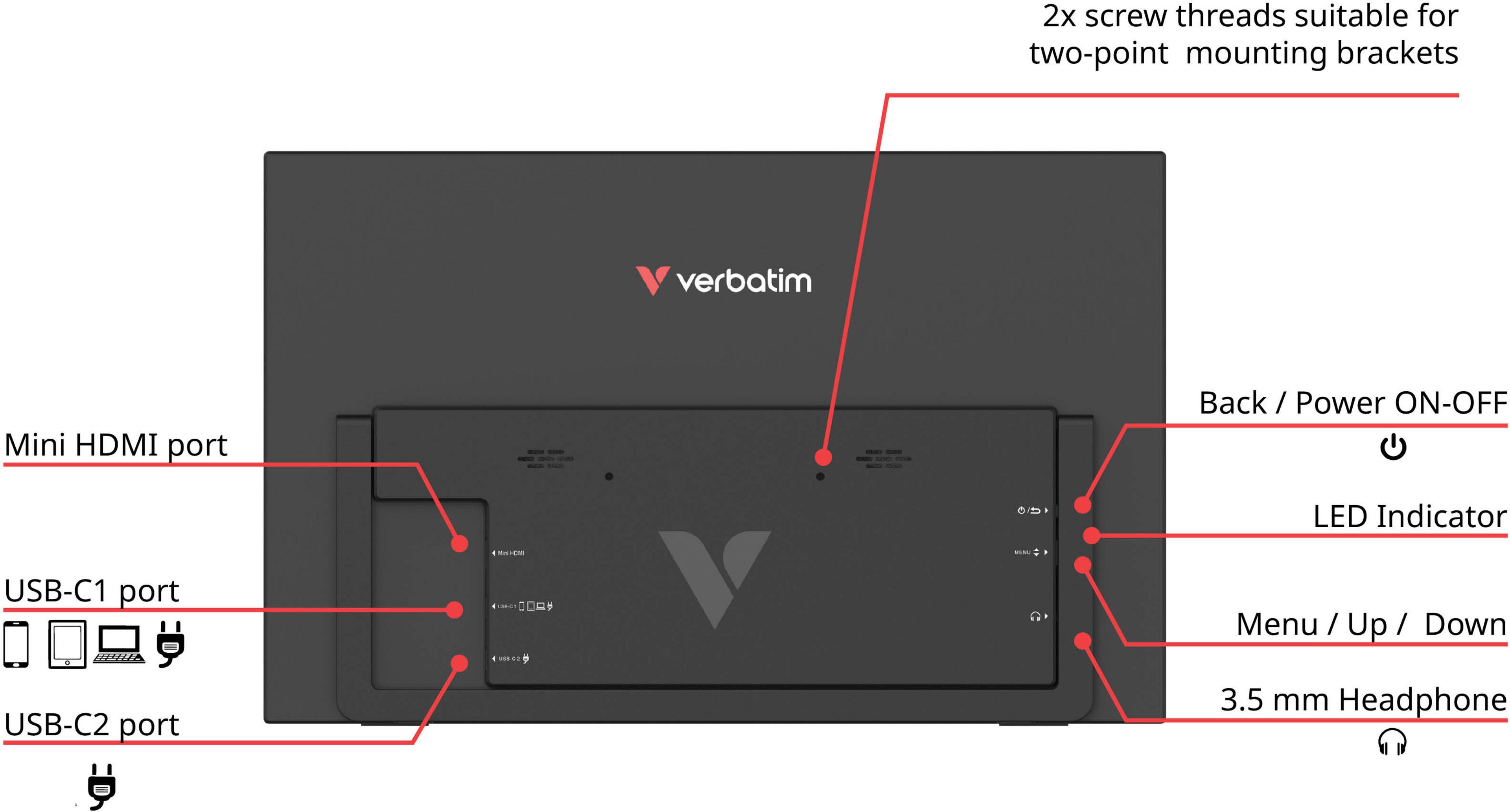 Monitor táctil portátil Verbatim 15,6"