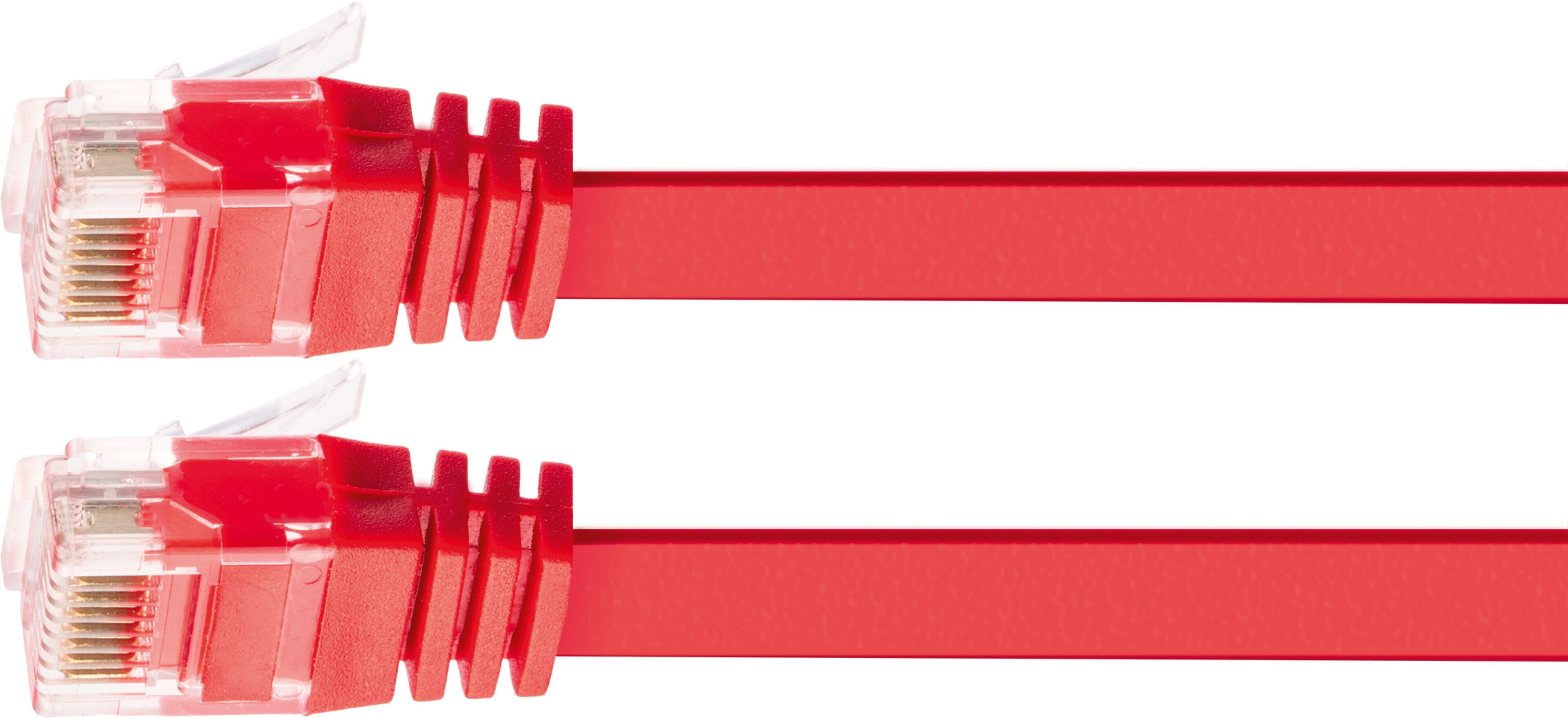 Patch Cable Flat RJ45 U/UTP Cat6 2m Red
