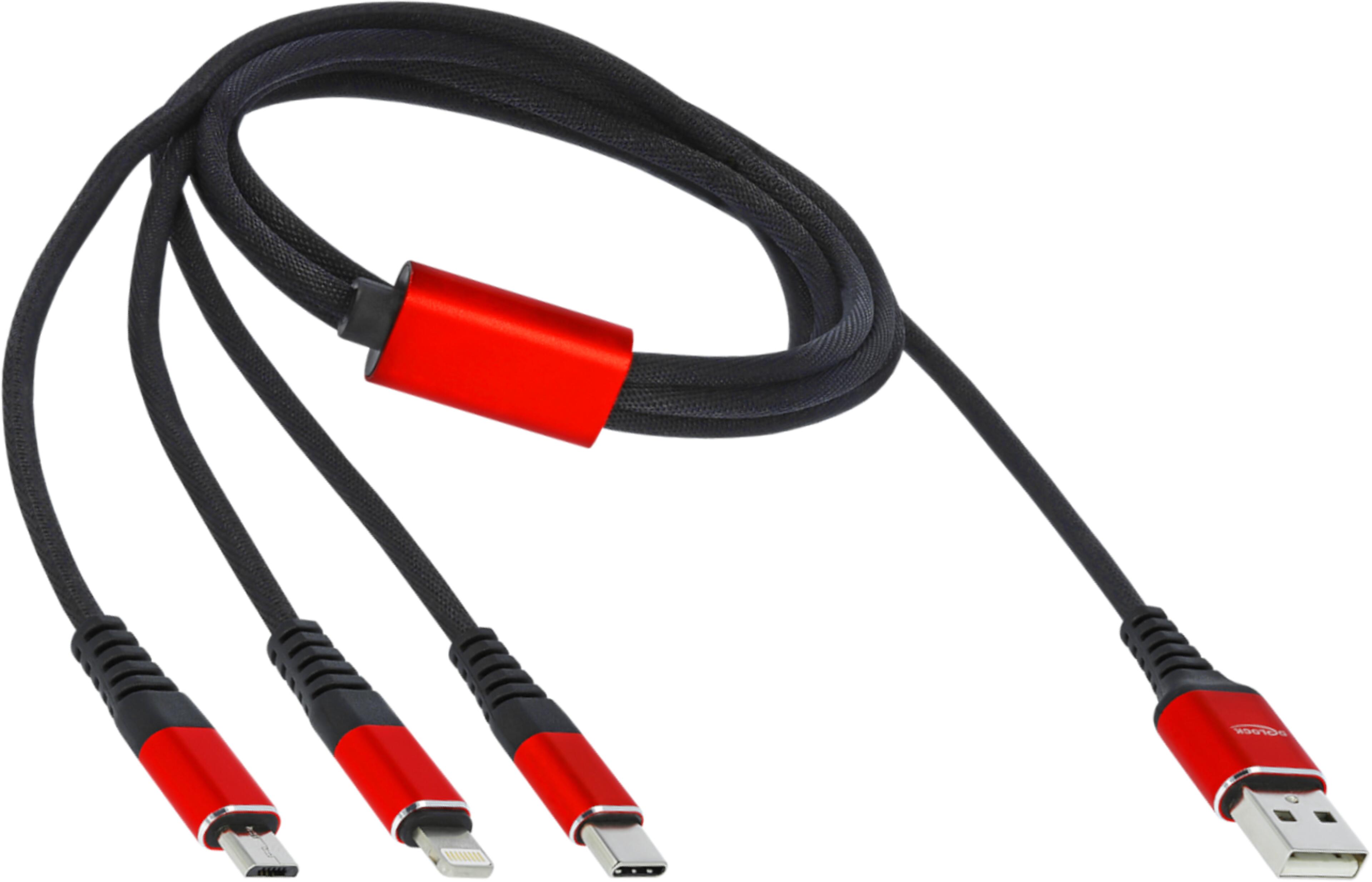 Delock USB-A - Lightn/Micro-B/C Cable 1m
