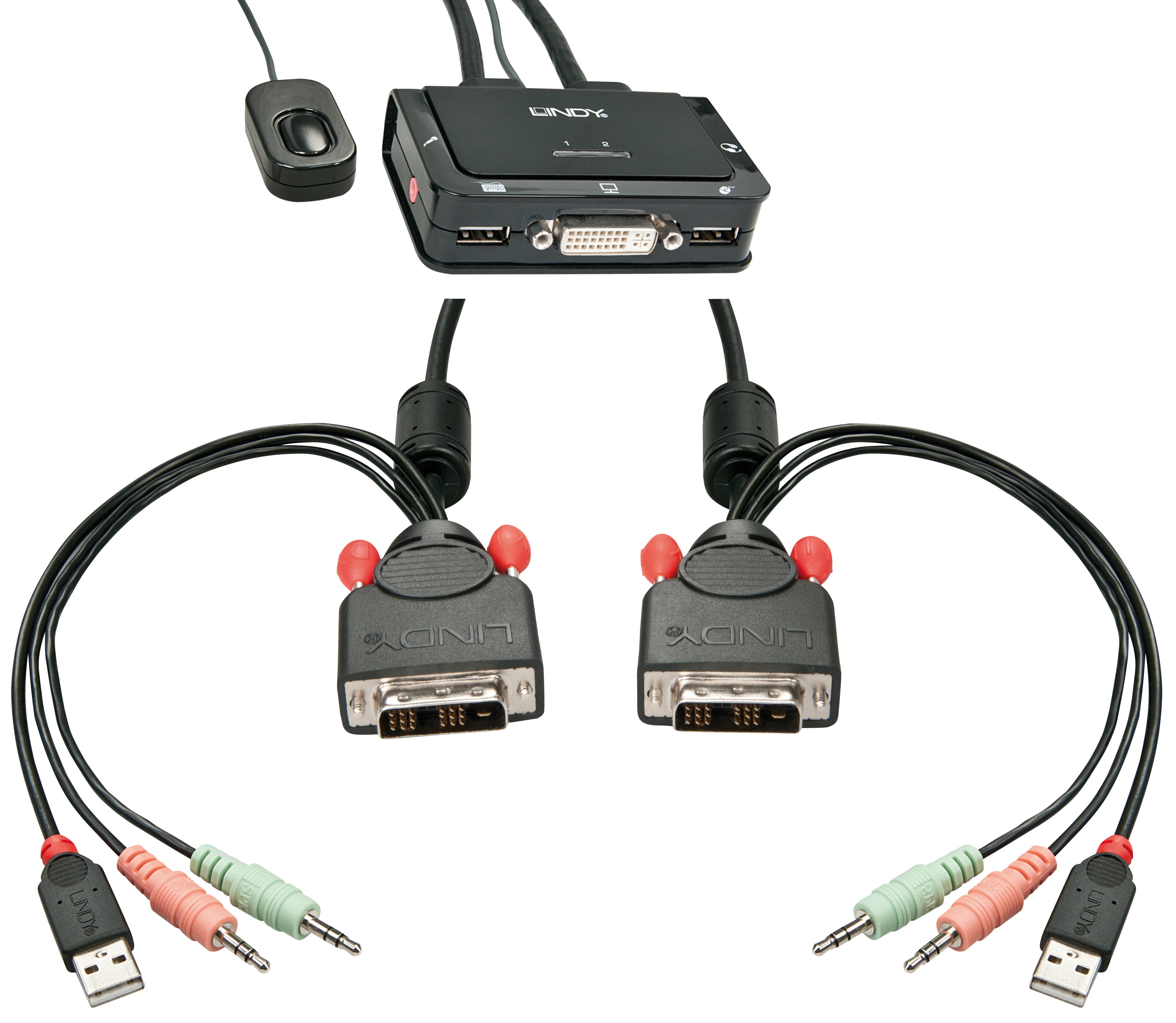 Switch KVM DVI Compact USB 2.0 LINDY