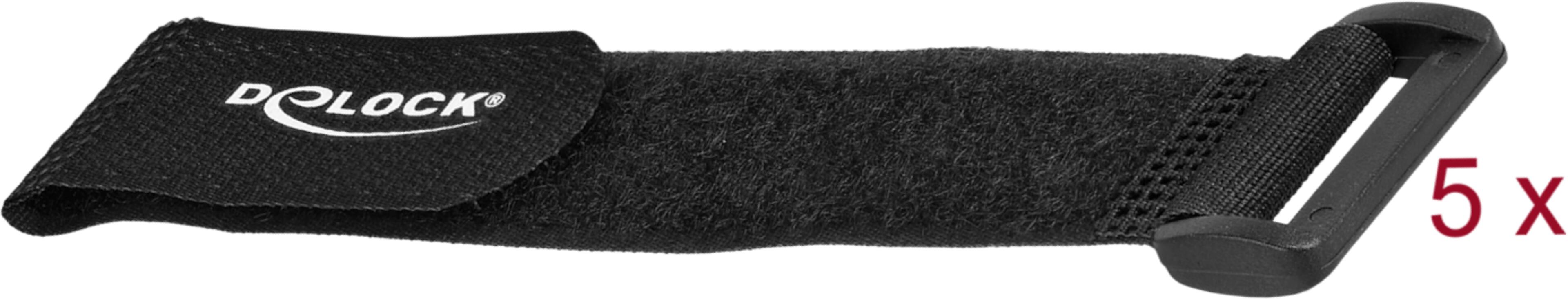 Hook-and-Loop Cable Tie 190mm Black 5x