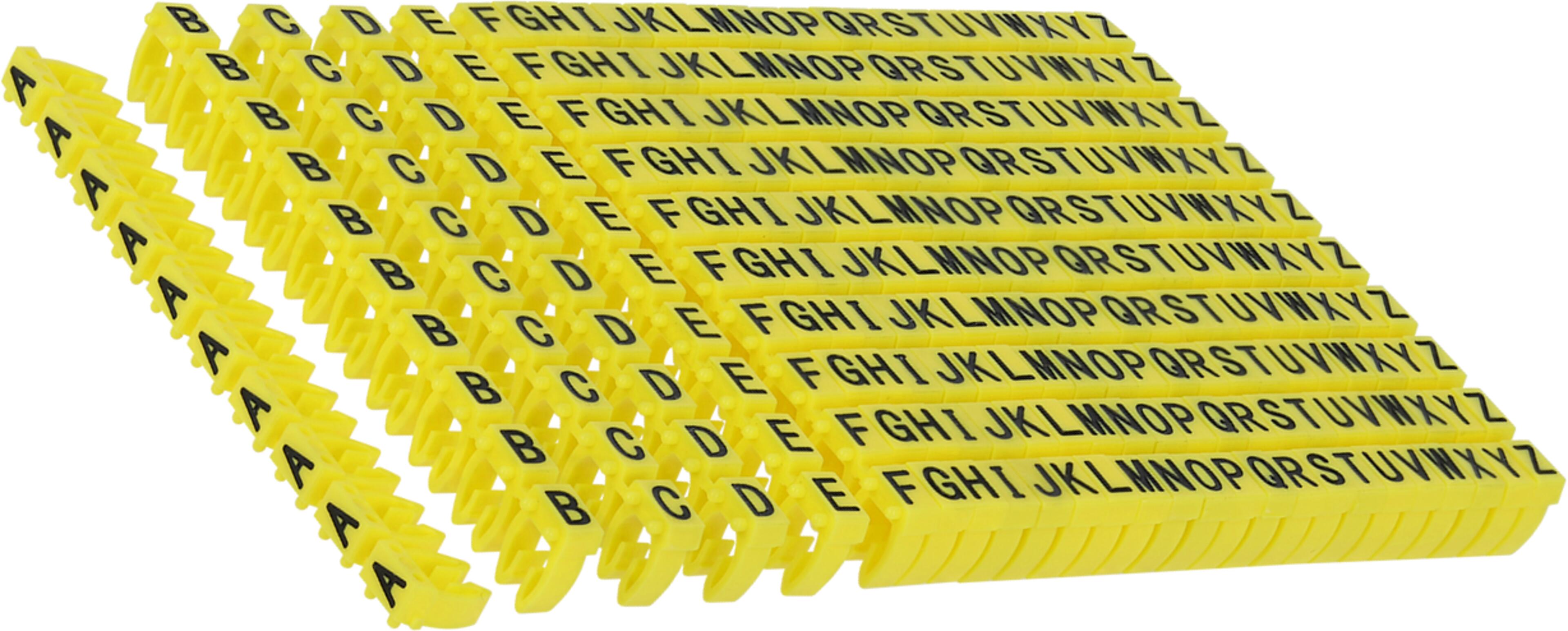 Značení kabelových klipů A-Z žluté 260ks