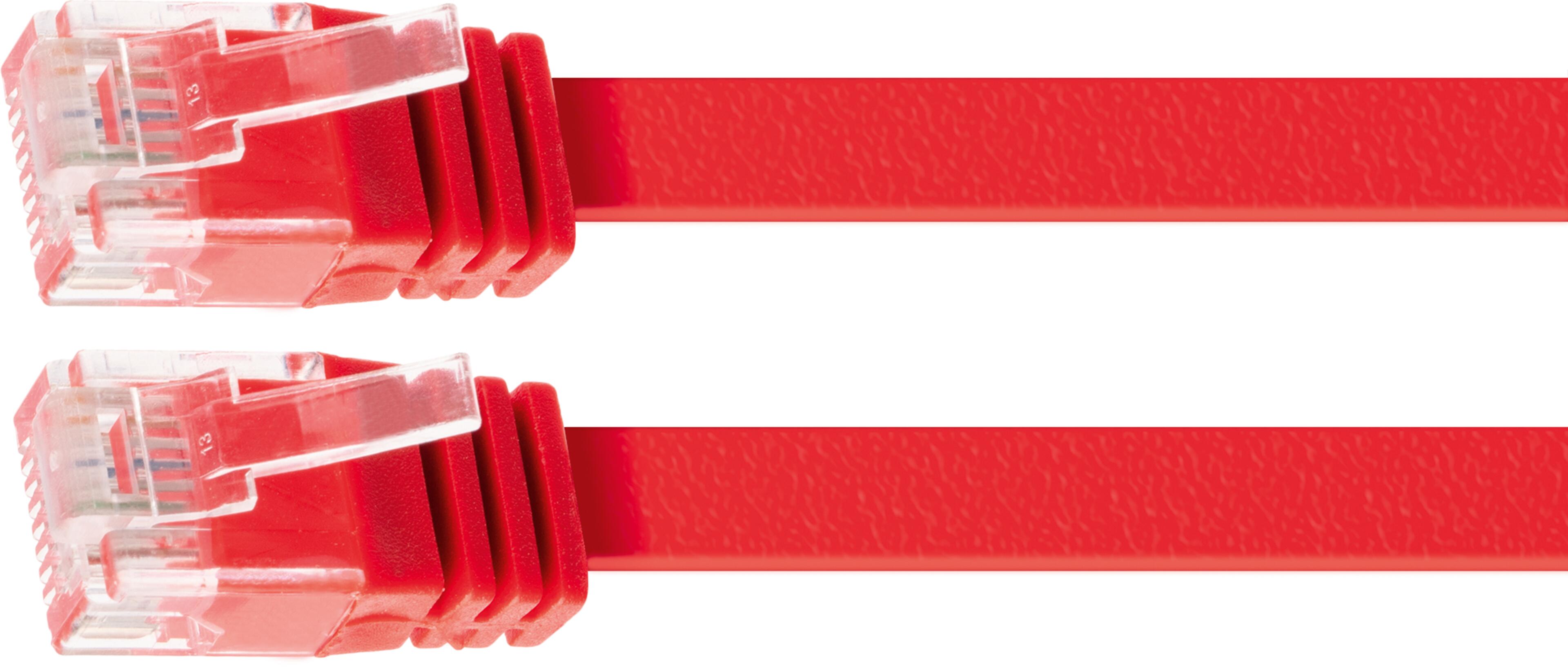 Patch Cable Flat RJ45 U/UTP Cat6 2m Red