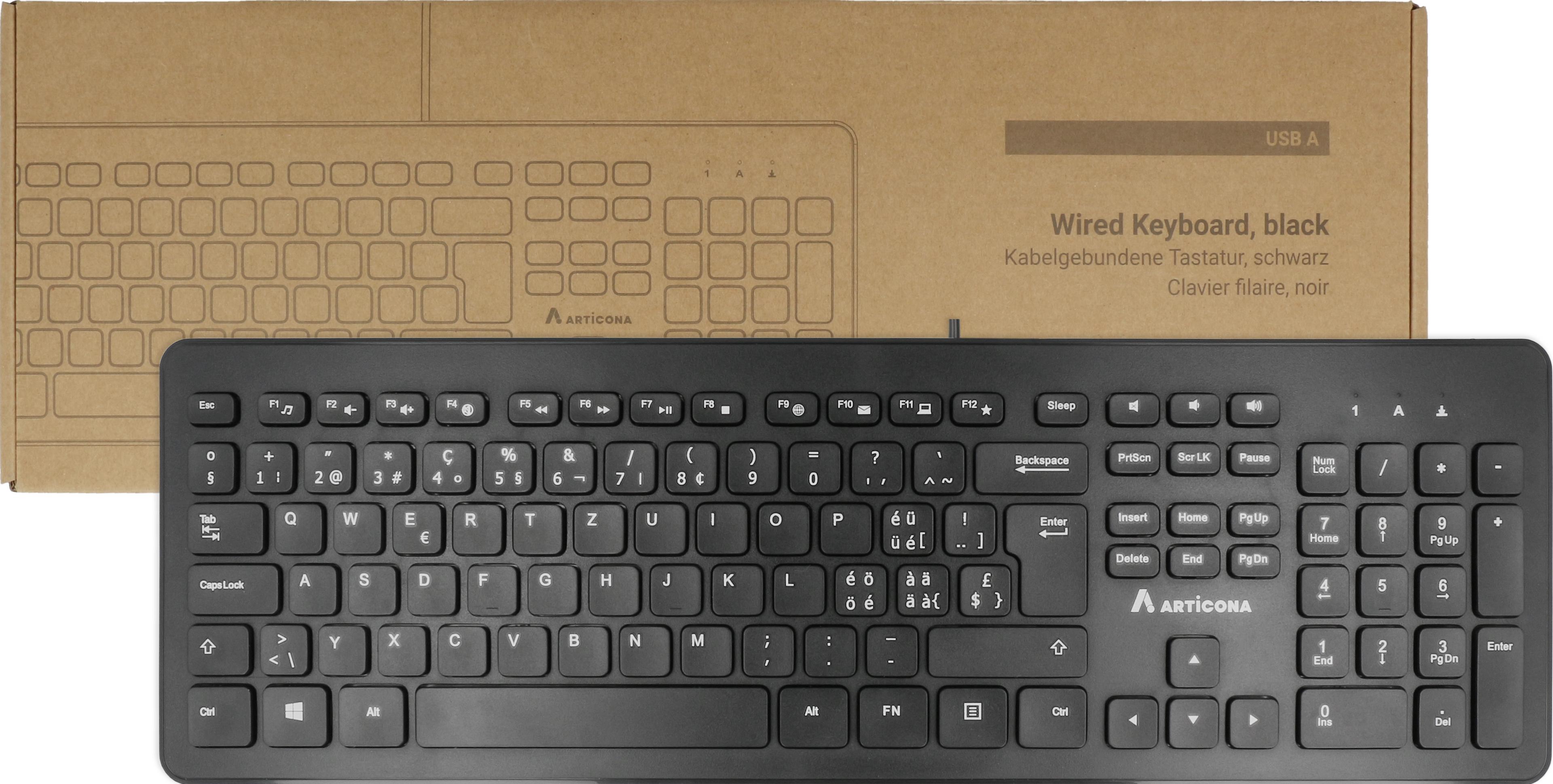 ARTICONA USB-A Wired Keyboard Black